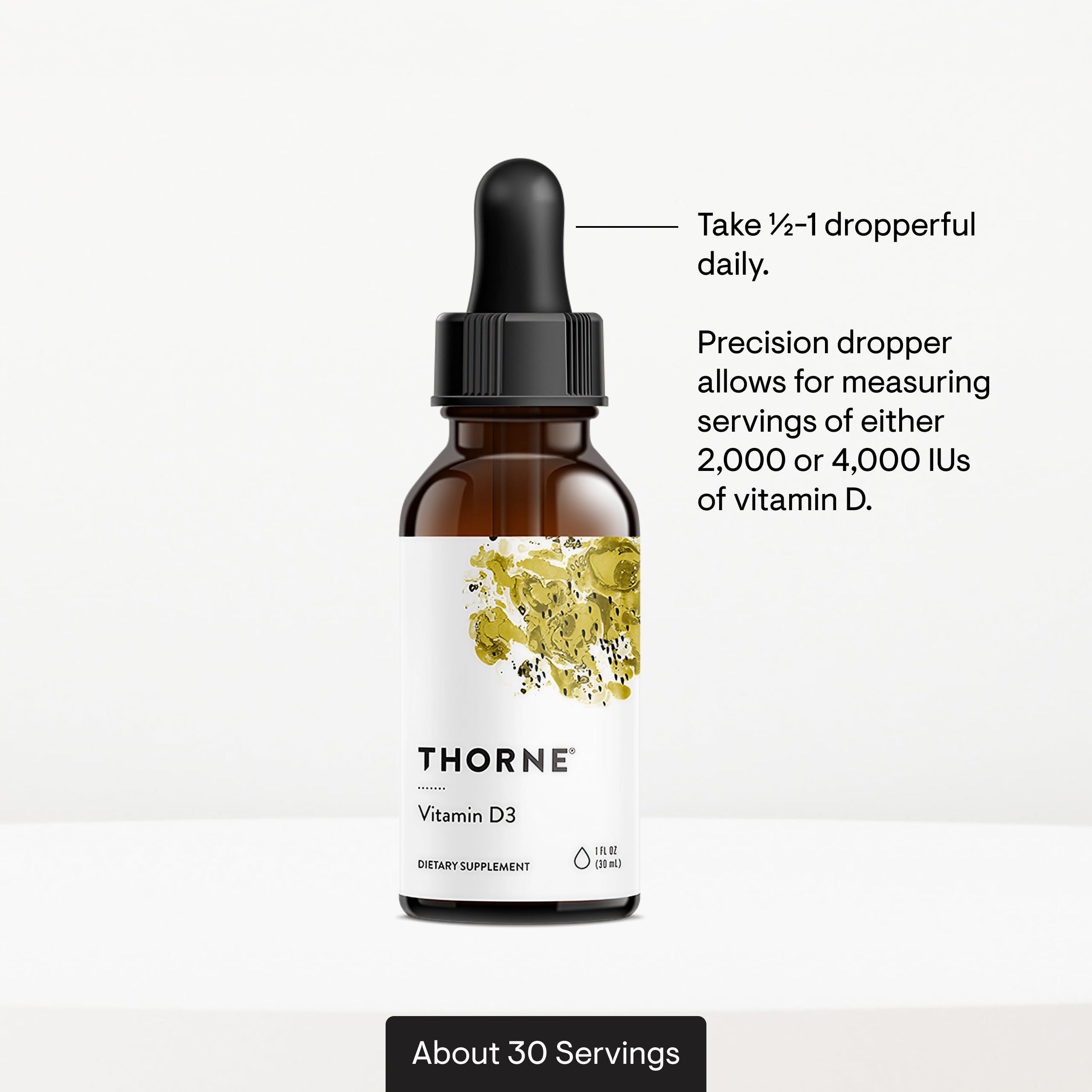 THORNE Vegan Vitamin D3 Liquid Supplement close-up of ingredients