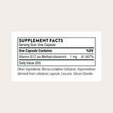 THORNE Vitamin B12 1mg capsule bottle side view