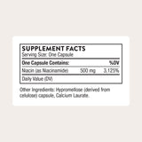THORNE Vitamin B3 Niacinamide 500mg Capsules side view