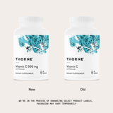 THORNE Vitamin C Capsules open bottle showing capsules
