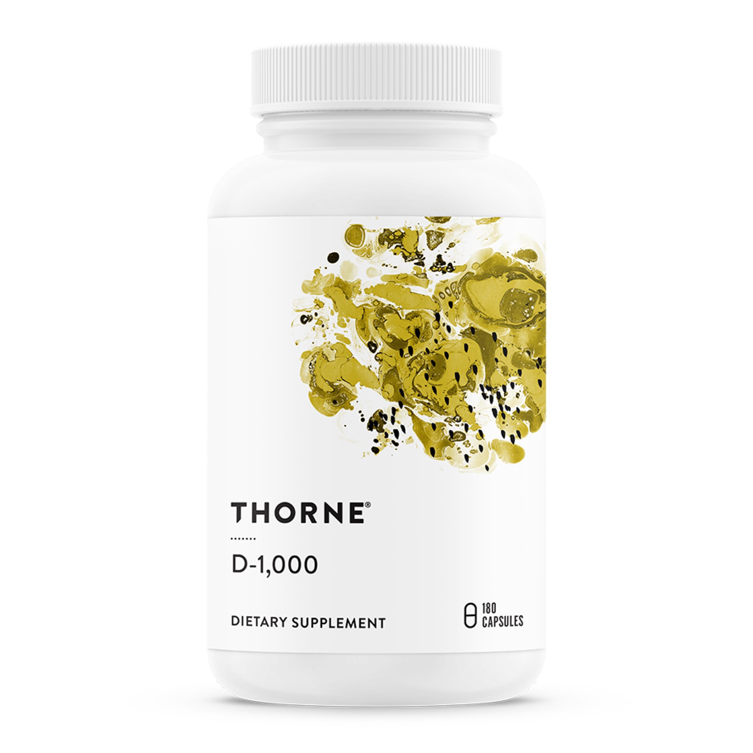 THORNE Vitamin D3 1000 IU capsule bottle front view