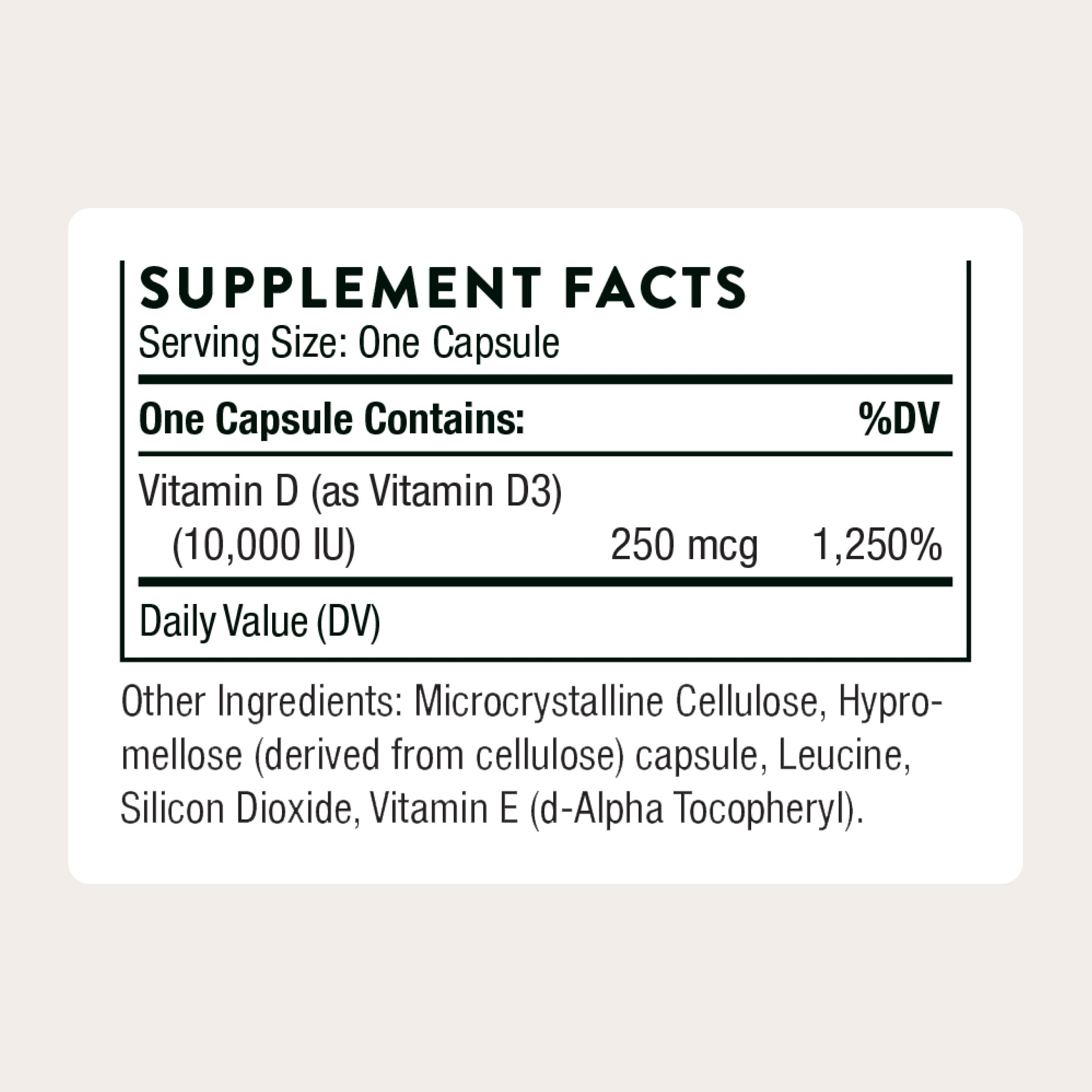 THORNE Vitamin D3 supplement bottle side view