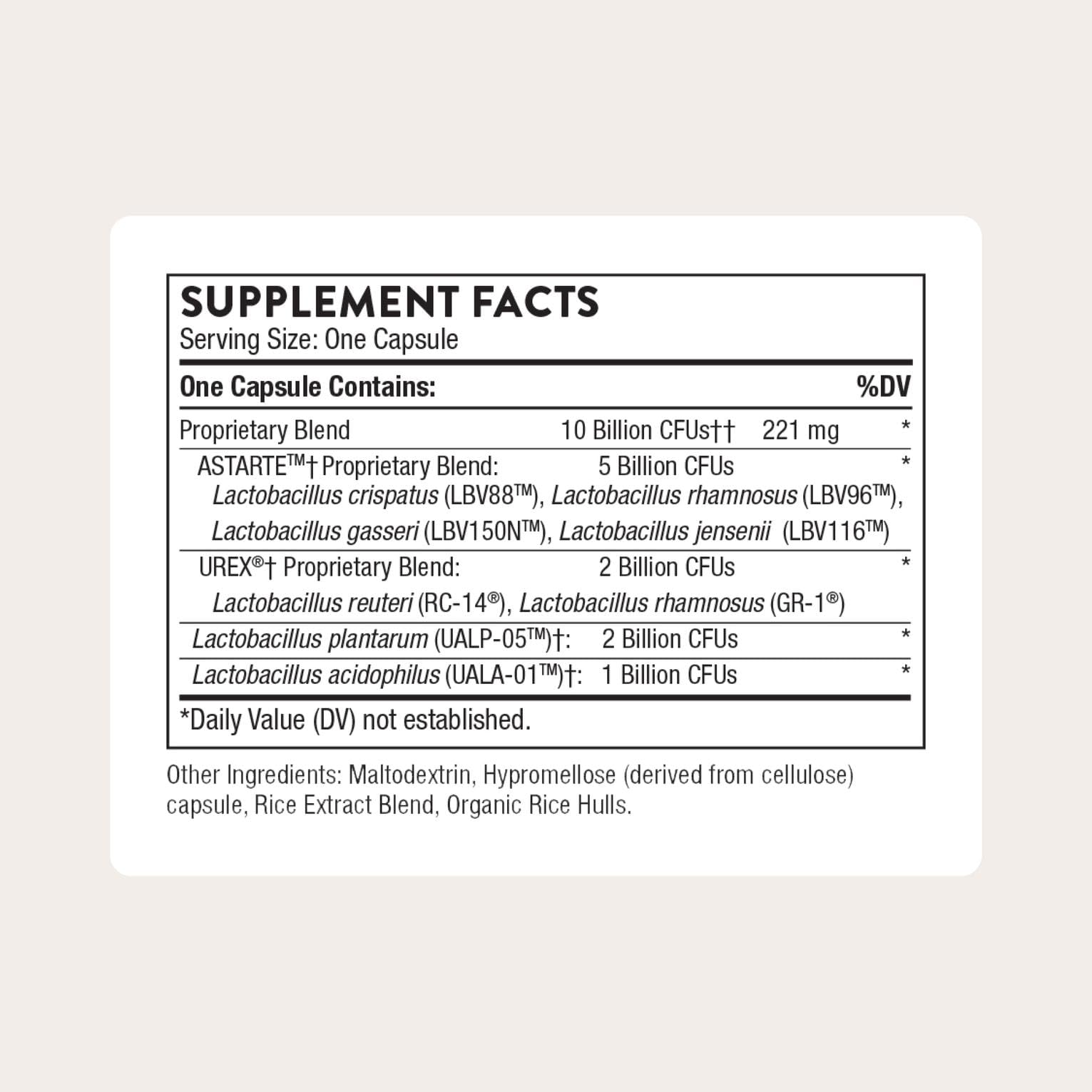 THORNE Women's Health Probiotic Supplement 50g back view