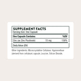 THORNE Zinc Picolinate 15mg supplement side view