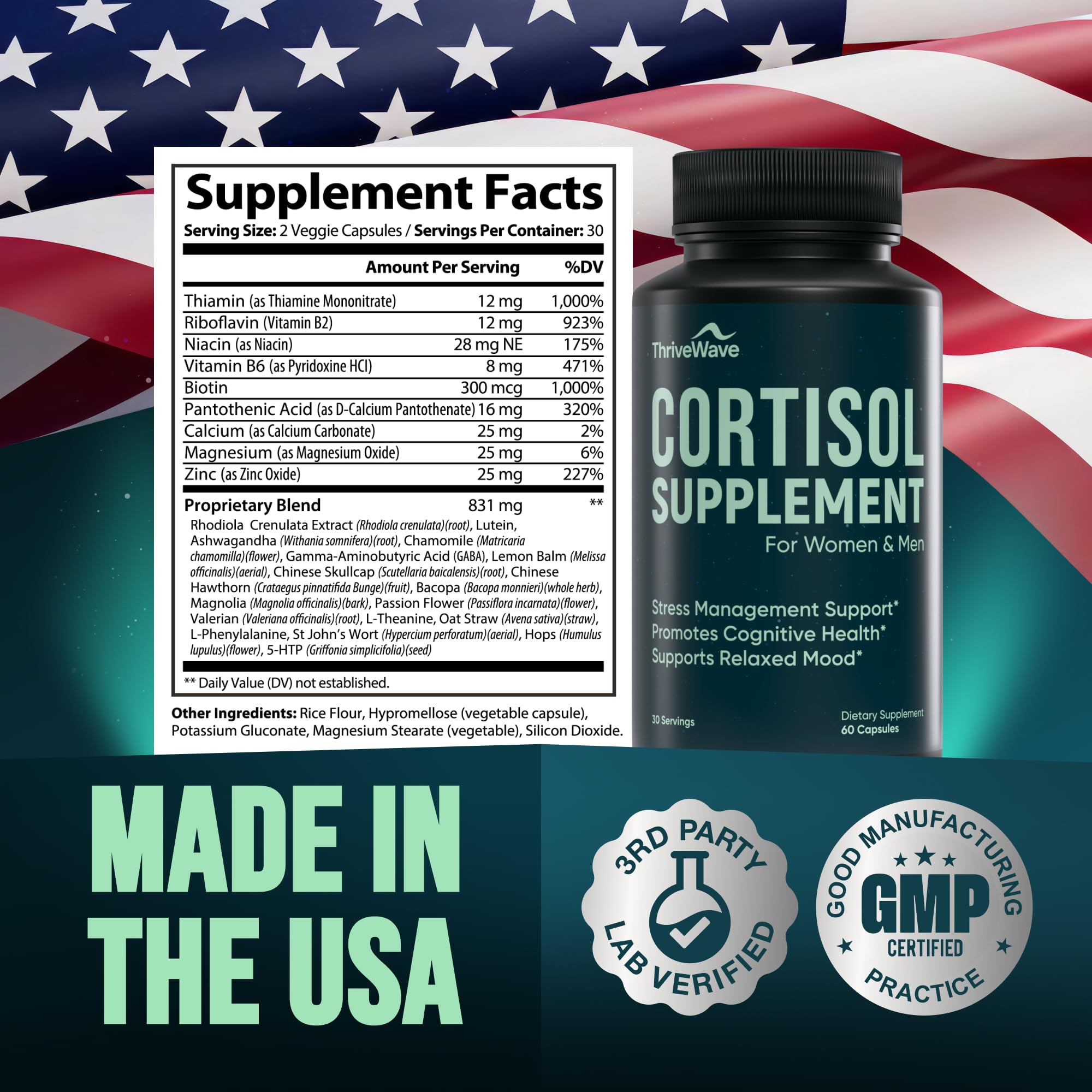 ThriveWave Bacopa Monnieri Supplement capsules close-up