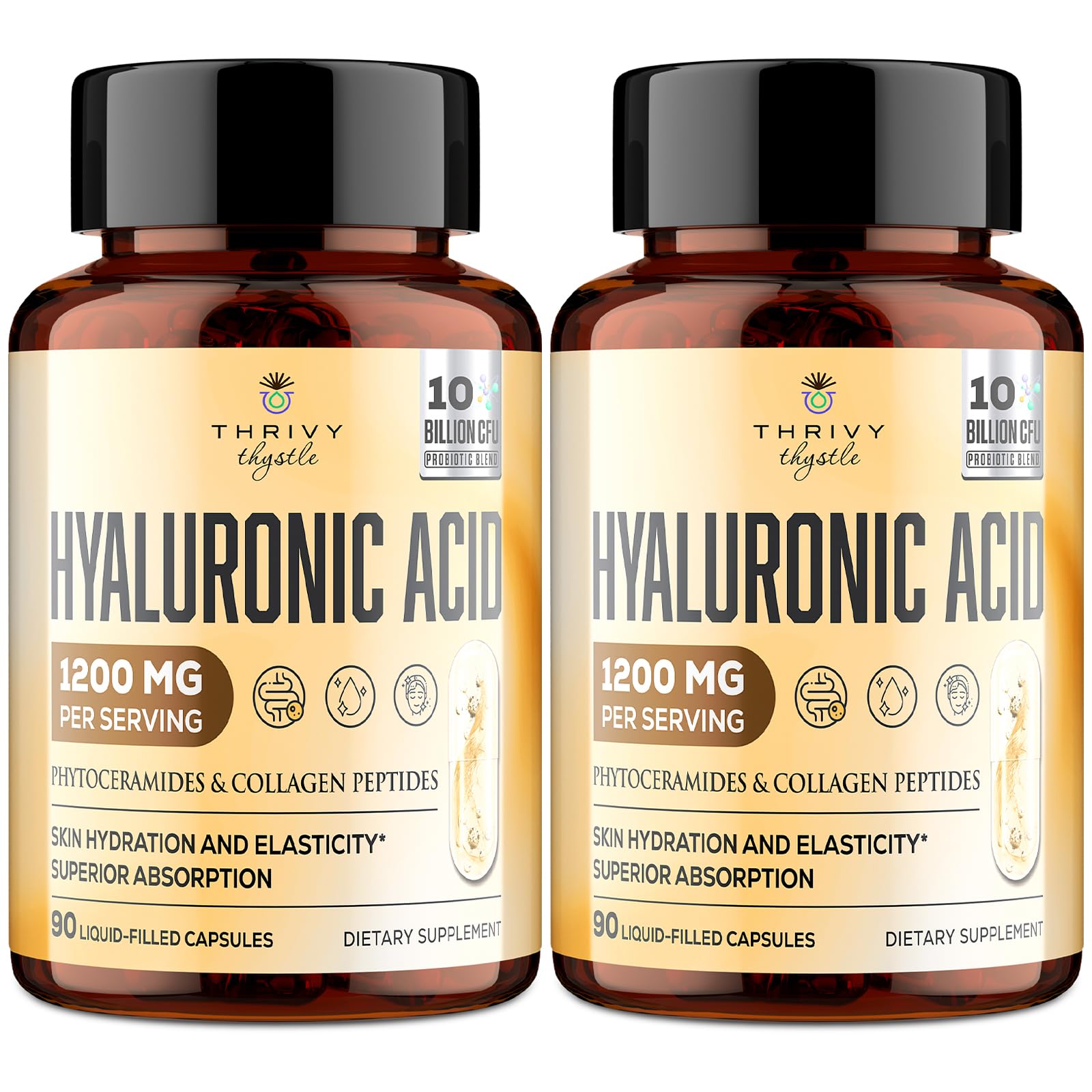 ThrivyThystle Hyaluronic Acid Supplement liquid capsules front view