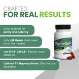 ThymoQuin Black Seed Oil Softgel Capsules back view with ingredient details