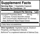Thyrogard Thyroid Extract Supplement bottle with label details