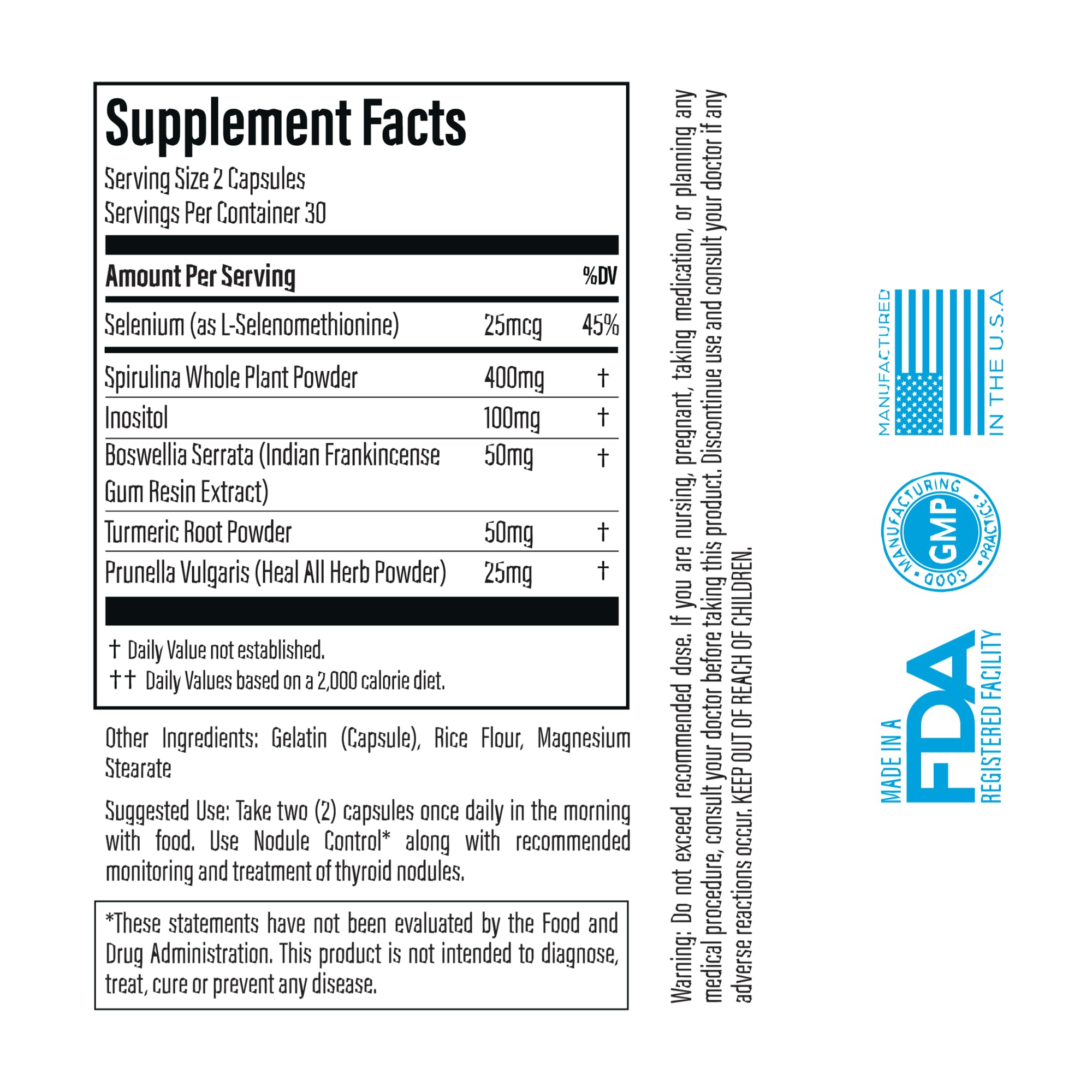 Thyroid Specific Formulations Nodule Control 60 Capsules back view