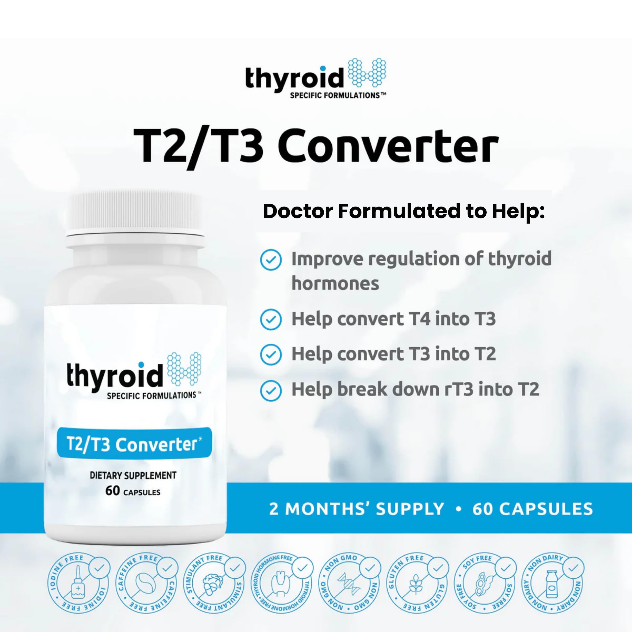 Thyroid Specific Formulations T2/T3 Conversion support bottle side view