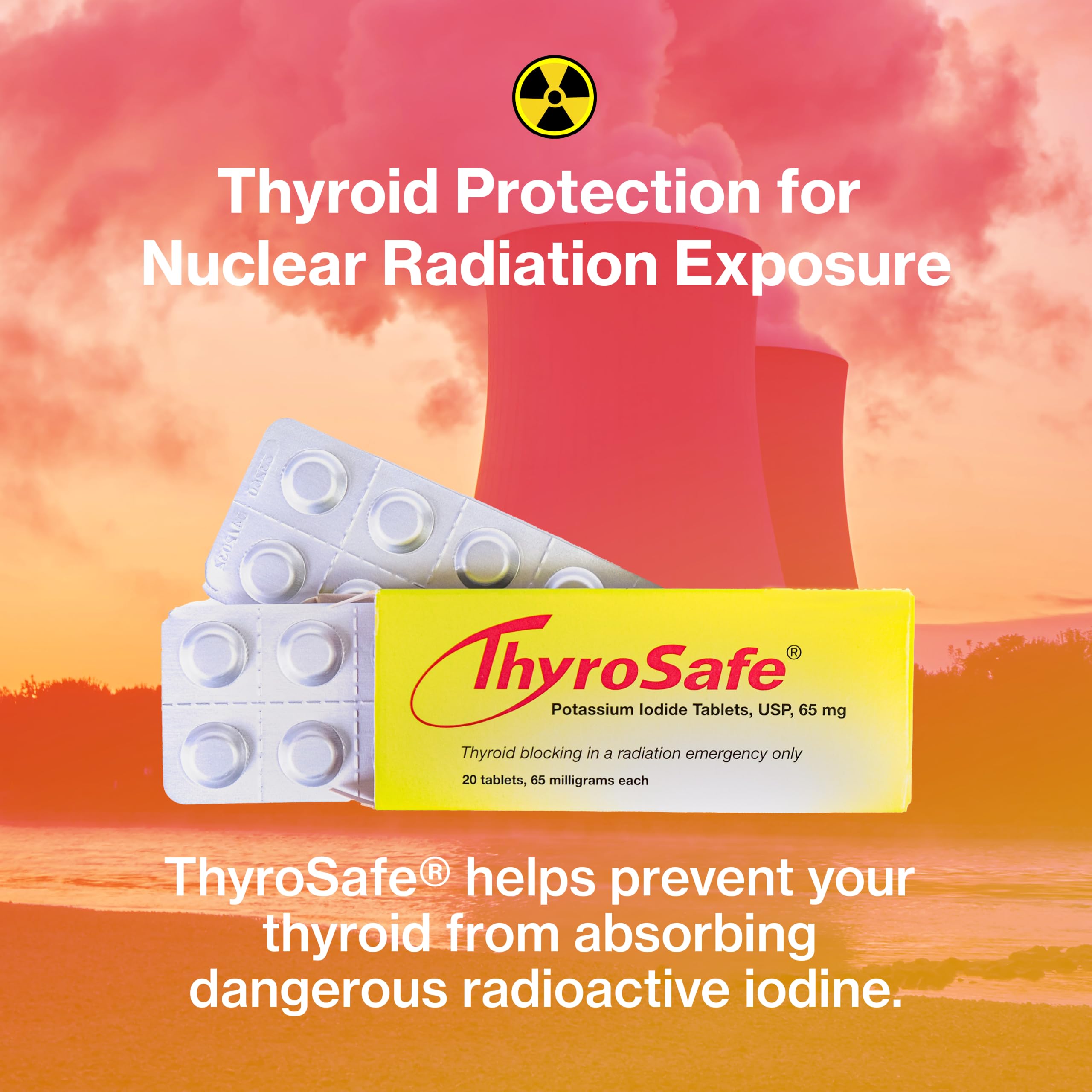 THYROSAFE Potassium Iodide Tablets back view with dosage instructions