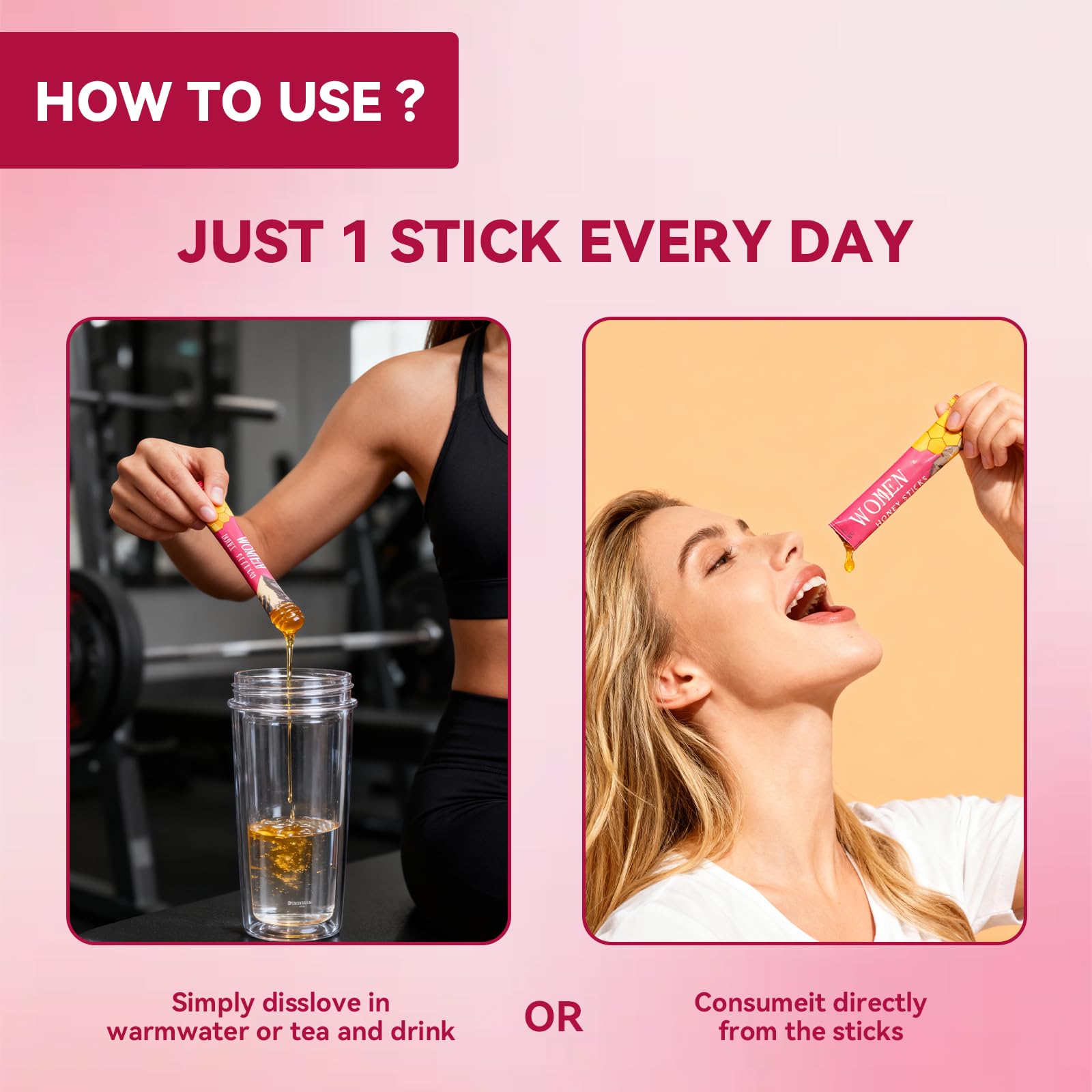 Tideon Shilajit Honey Sticks Strawberry on a table