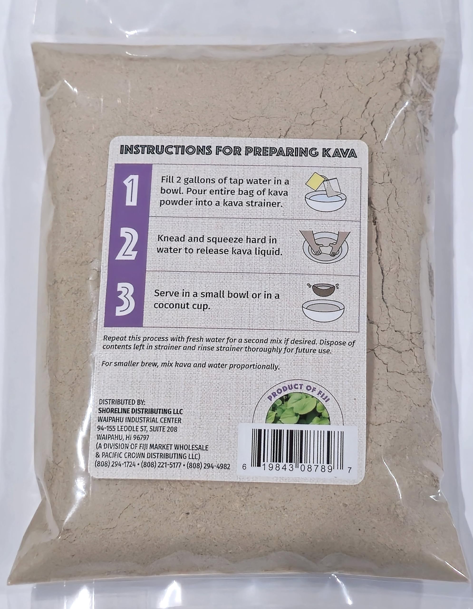 Tikaram's Kava Kava Powder 222g side view with ingredients