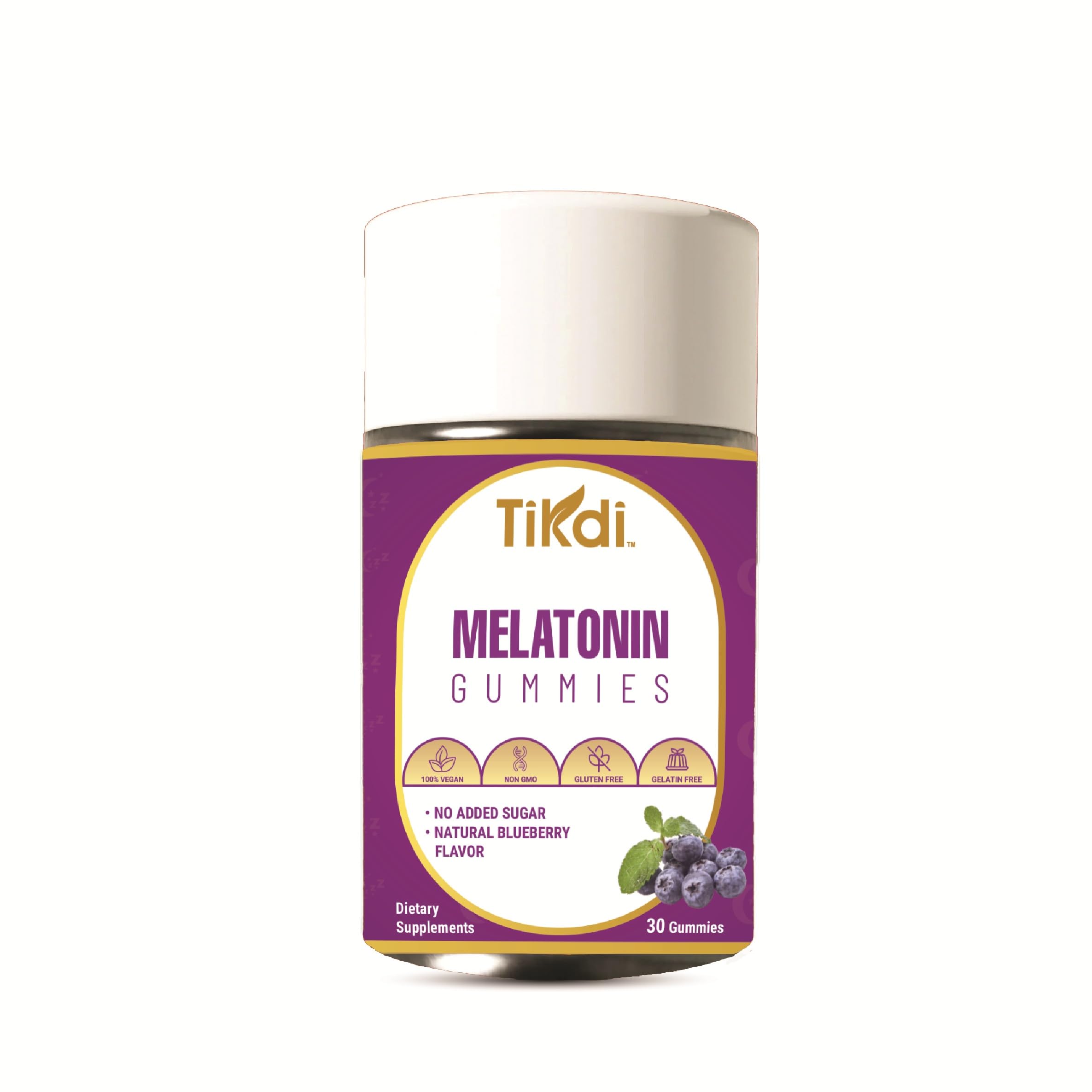 TIKDI Melatonin Gummy 5mg front view with blueberry flavour