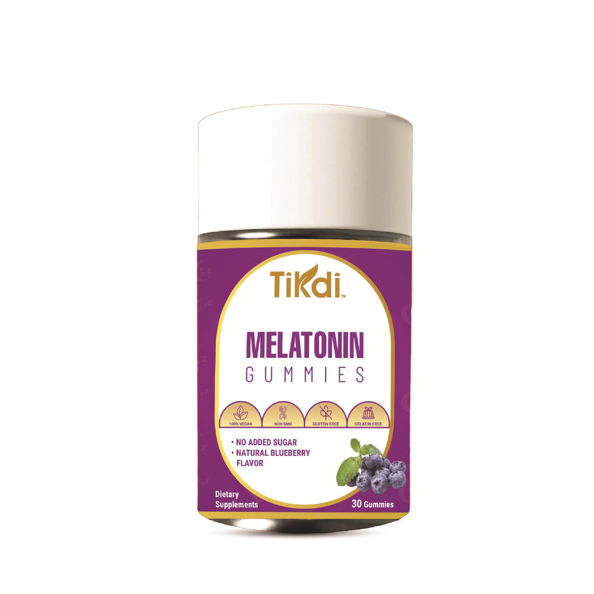 TIKDI Melatonin Gummy 5mg front view with blueberry flavour