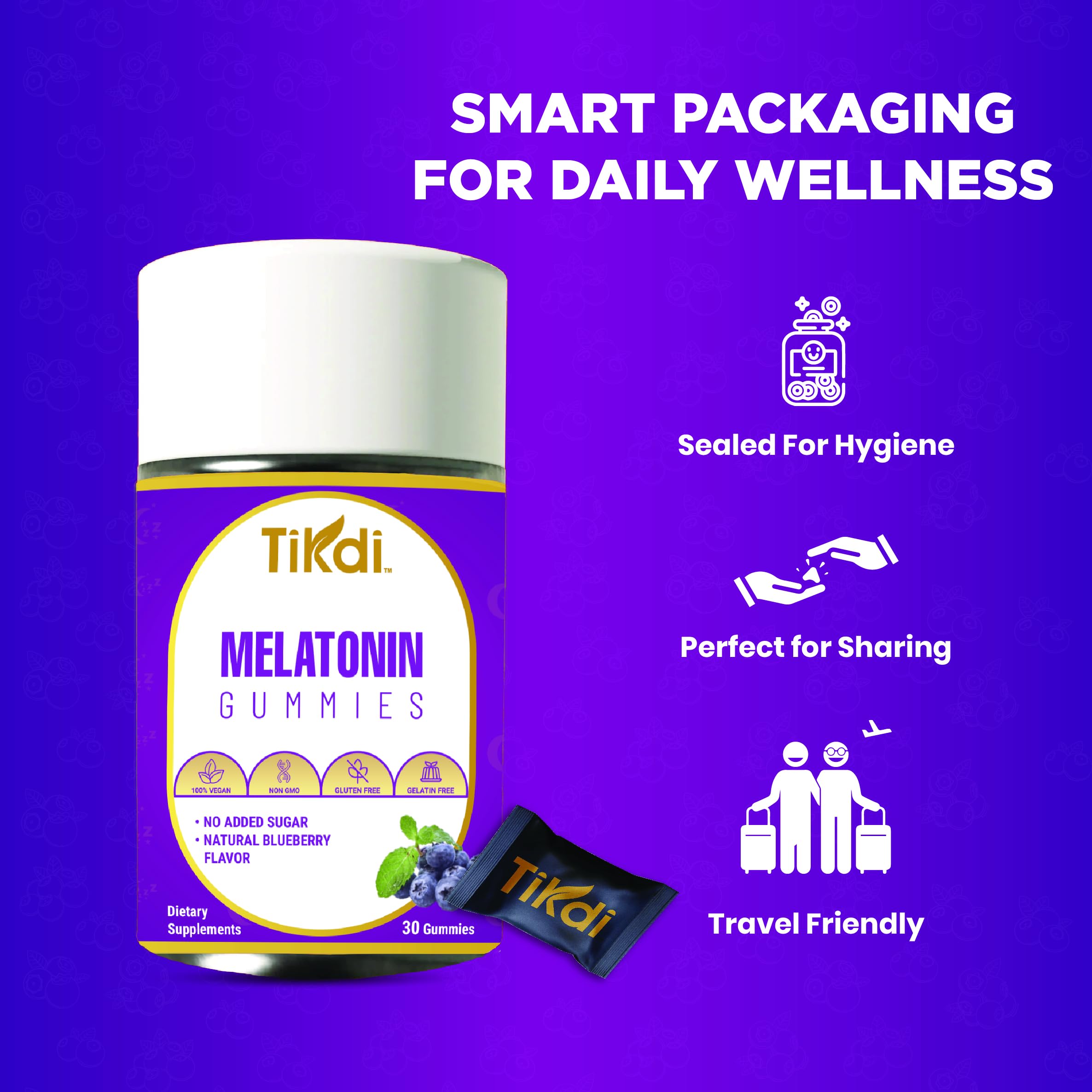 TIKDI Melatonin Gummy 5mg individual gummy close-up