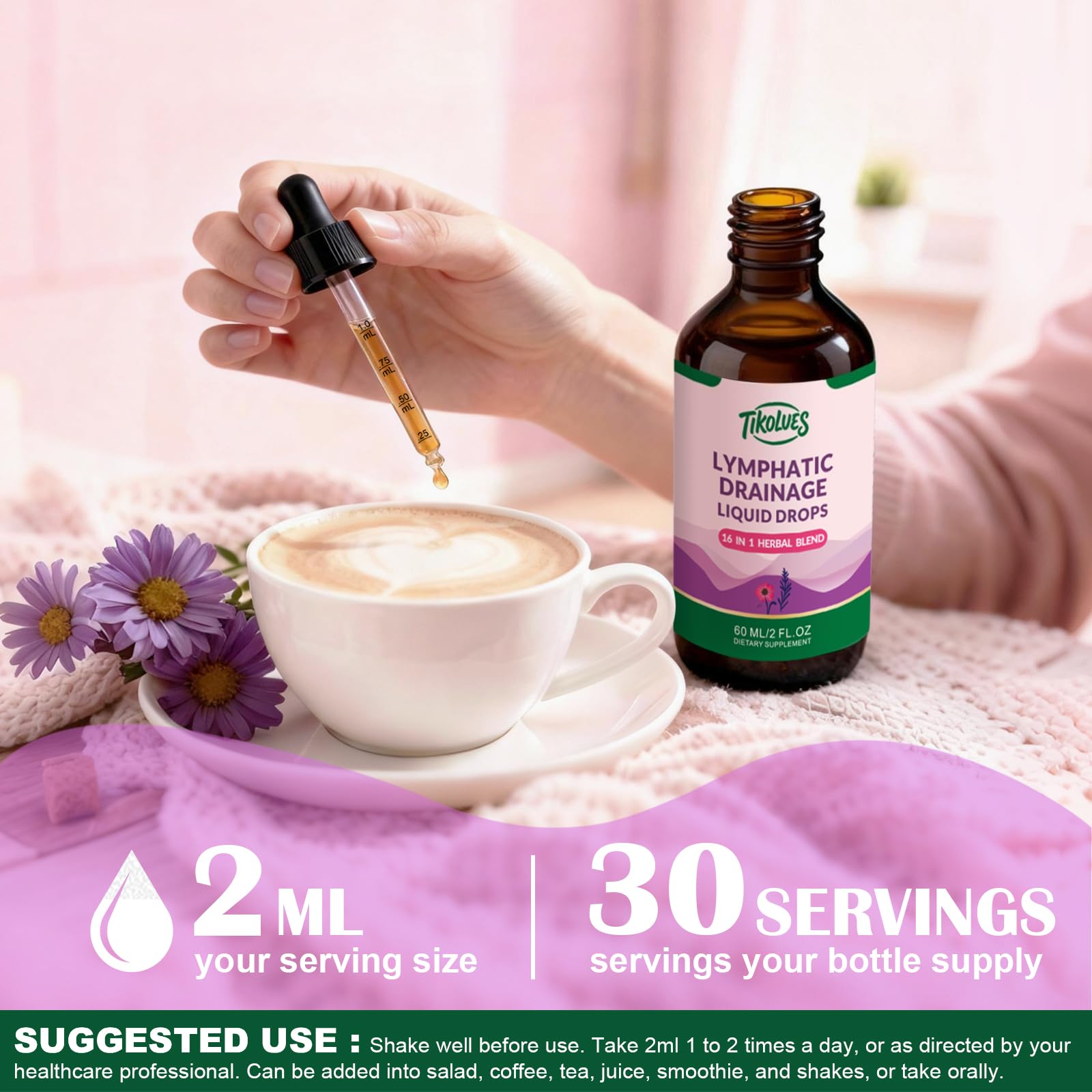 TIKOLUES Lymphatic Drainage Drops herbal ingredients display