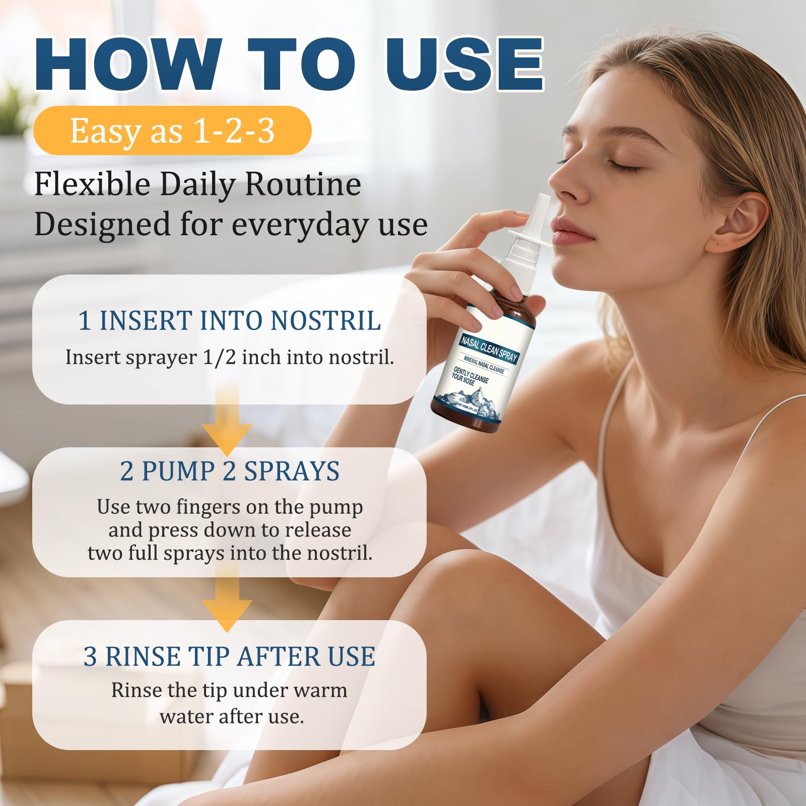Timeno Nasal Care Spray bottle in use