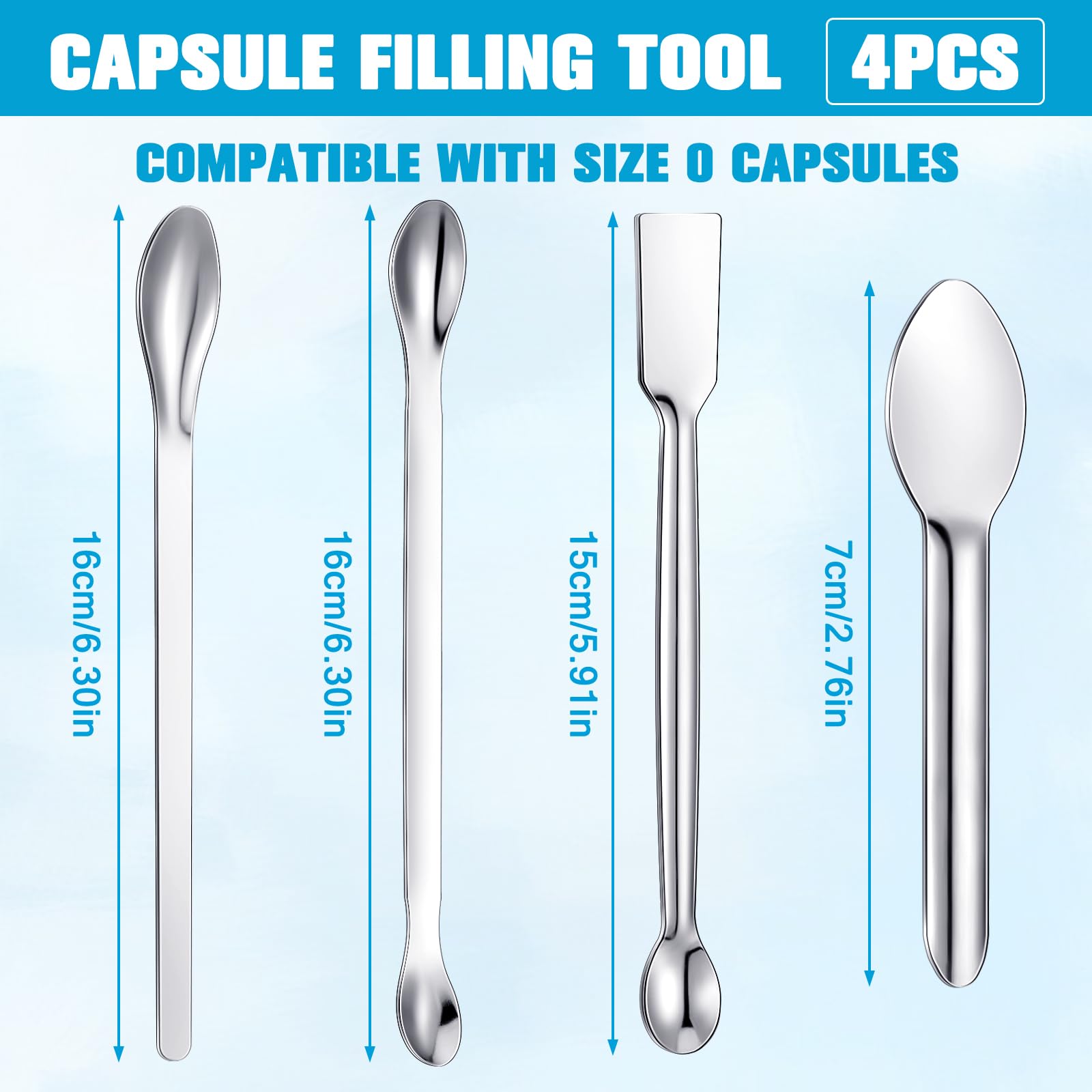 Timgle lab spoons alongside empty capsules