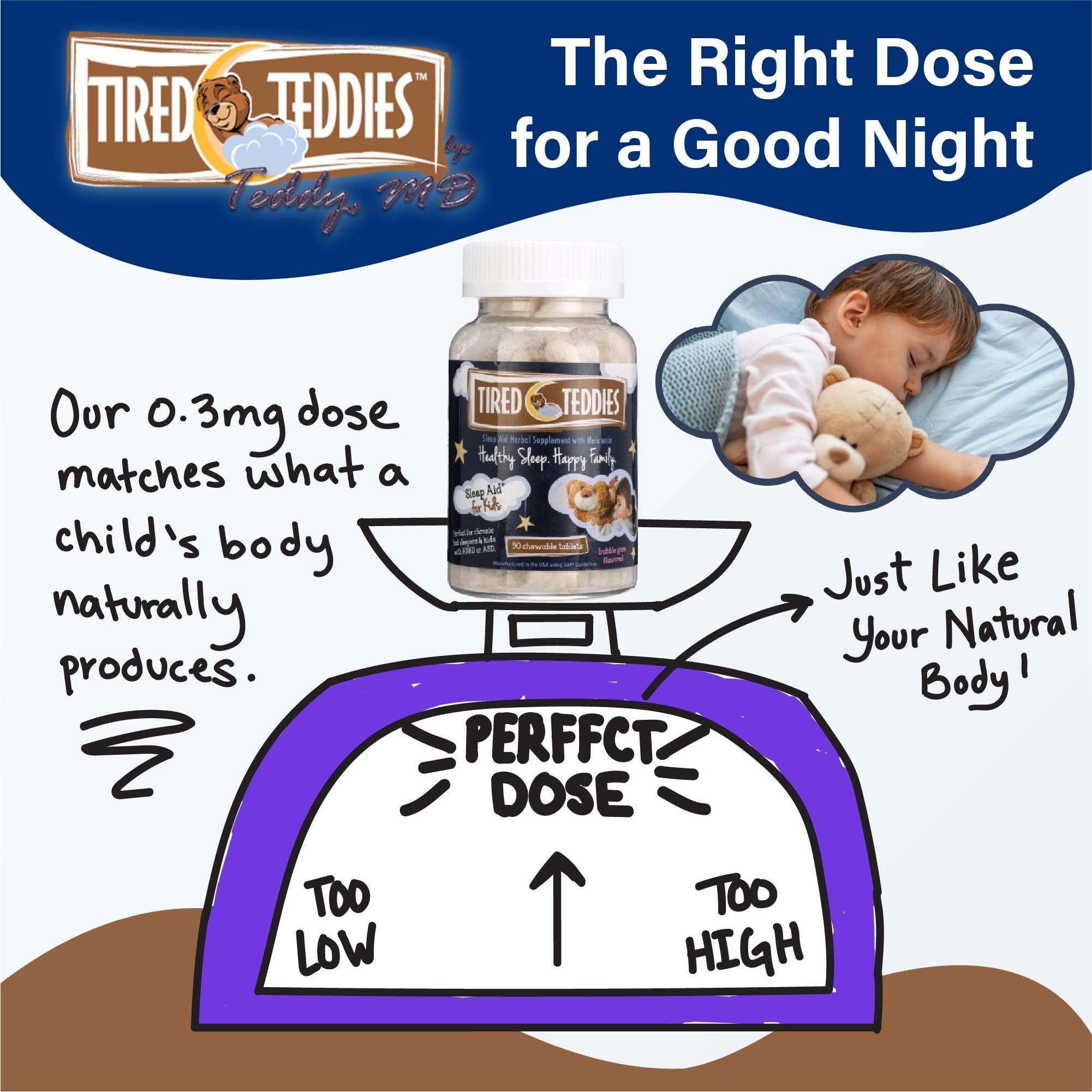 Tired Teddies Kids Chewable Melatonin 90 count packaging