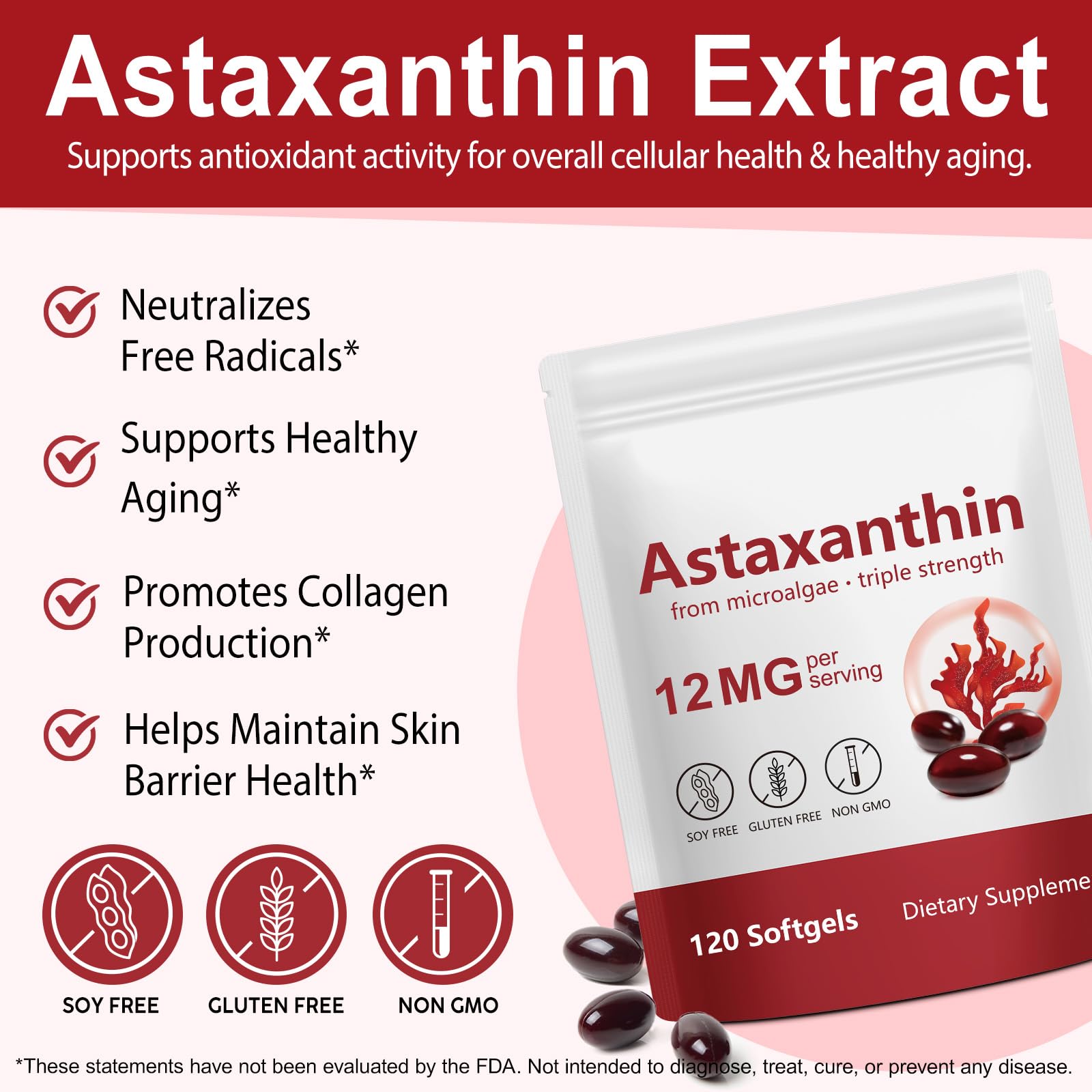 Tiuedu Astaxanthin 120 softgels packaging