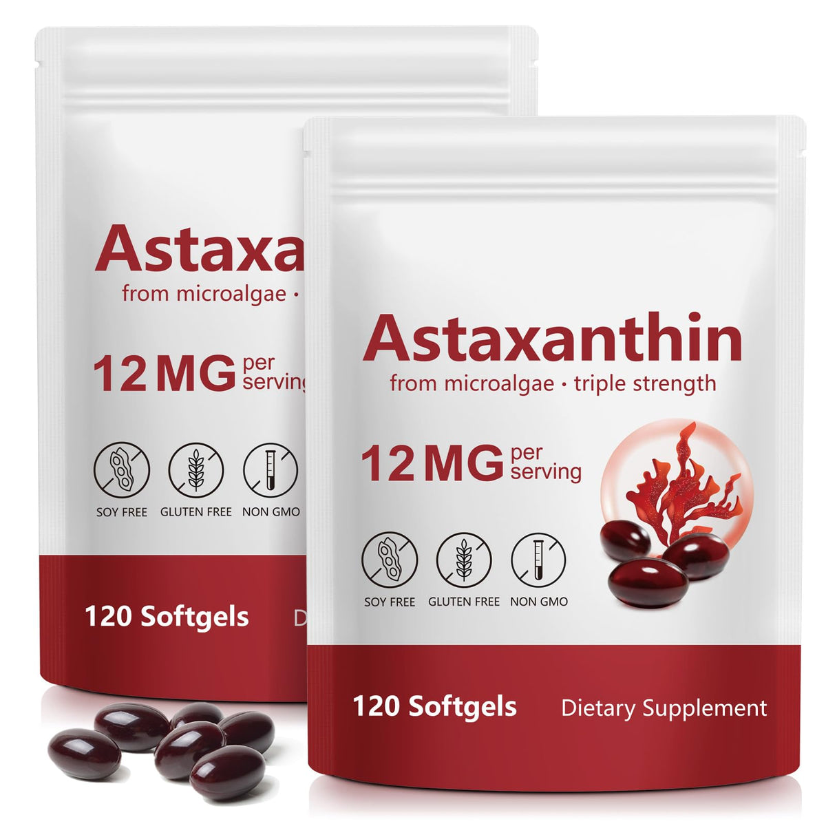Tiuedu Astaxanthin 12mg softgels front view