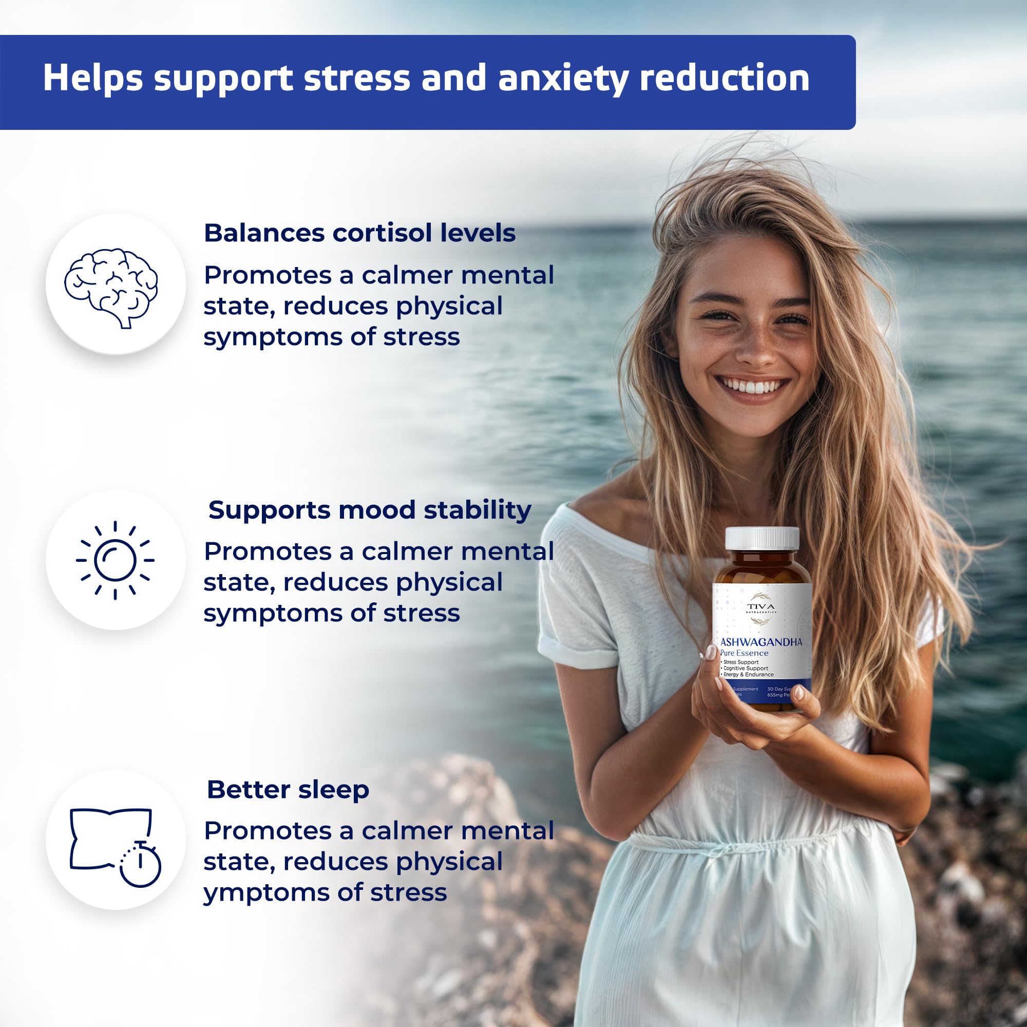 TIVA Nutraceutics Ashwagandha Capsules 650mg bottle with label