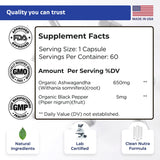 TIVA Nutraceutics Ashwagandha Capsules 650mg side view