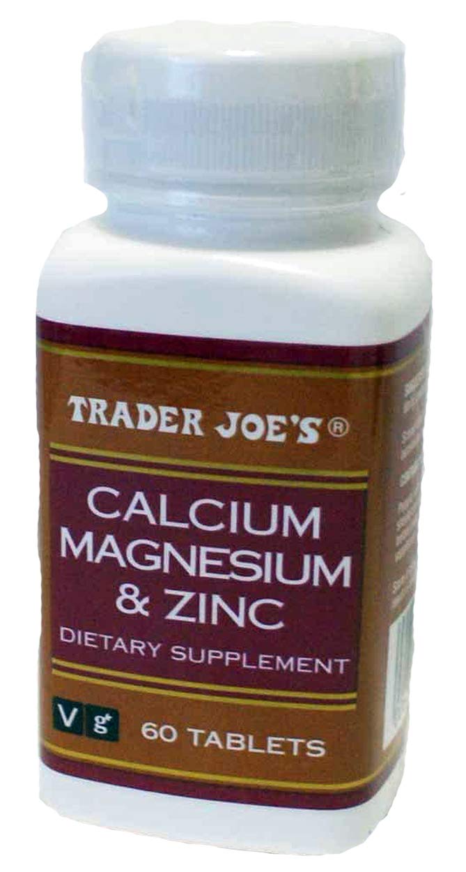 TJ's Calcium Magnesium & Zinc 60 tablets front view