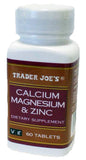 TJ's Calcium Magnesium & Zinc 60 tablets front view