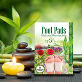 TJ's Health Organic Sleep Foot Pads arranged neatly on a flat surface