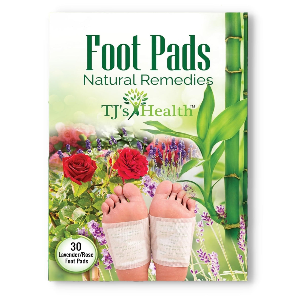 TJ's Health Organic Sleep Foot Pads front view with packaging
