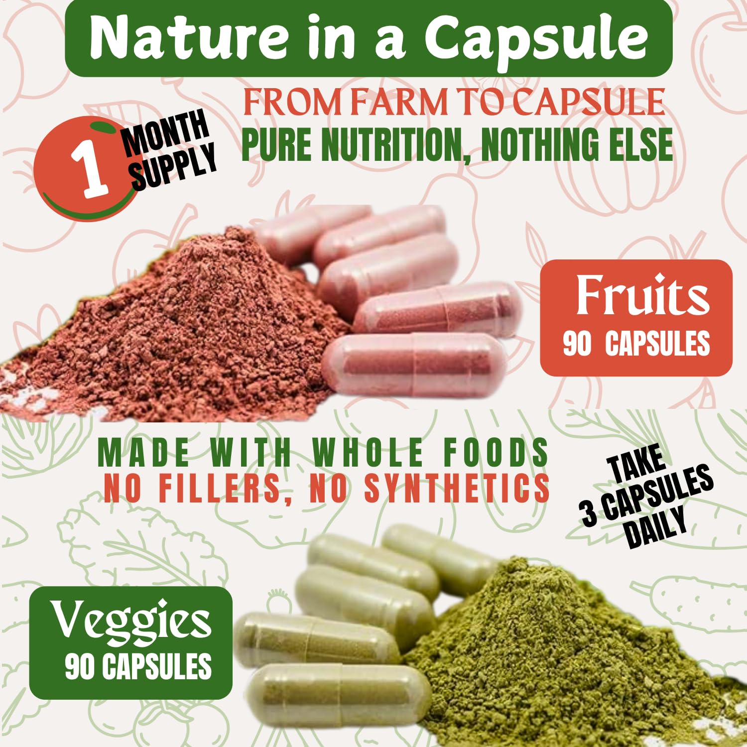TM NATURALS Multivitamins capsules in a hand