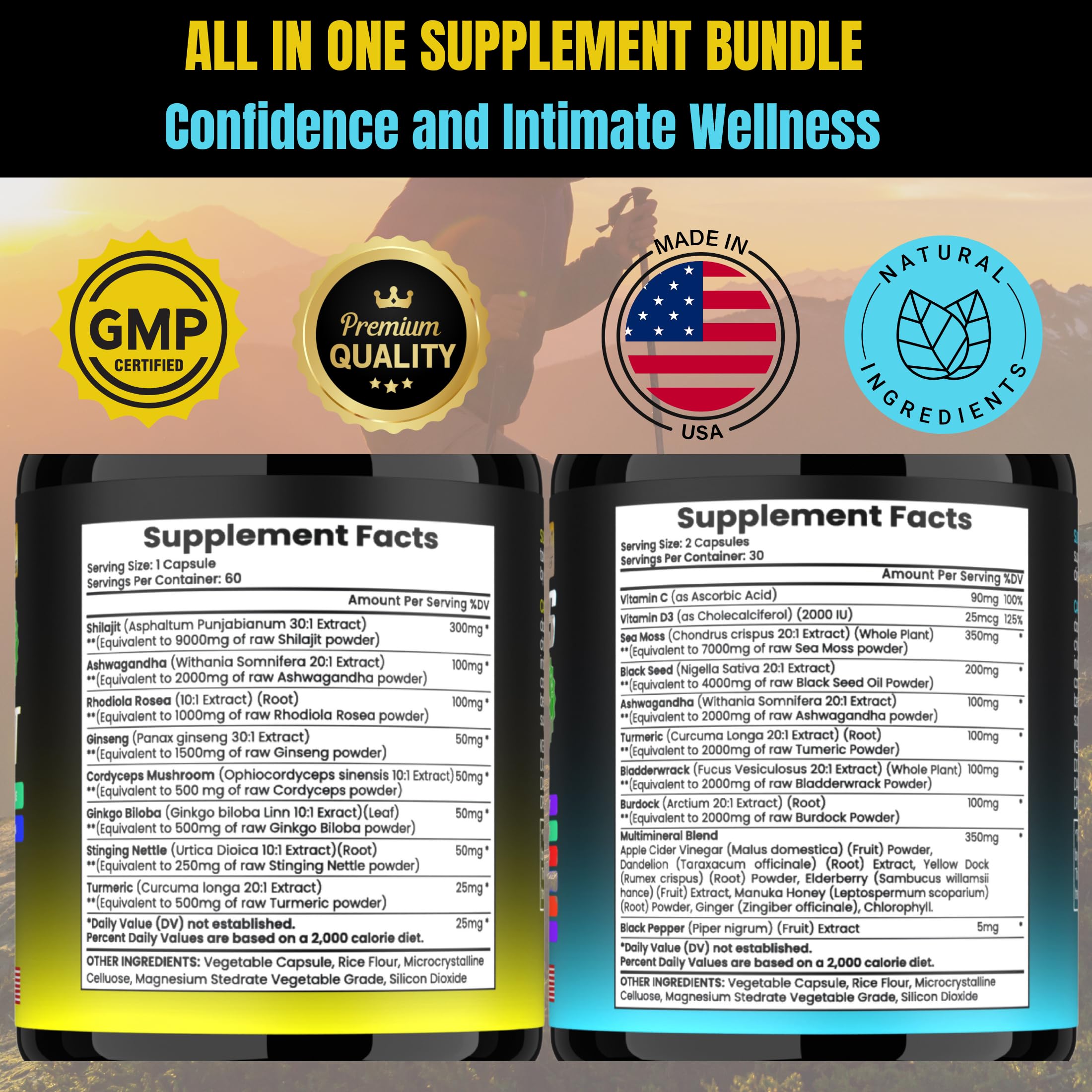 TM NATURALS Sea Moss & Shilajit Capsules with a glass of water