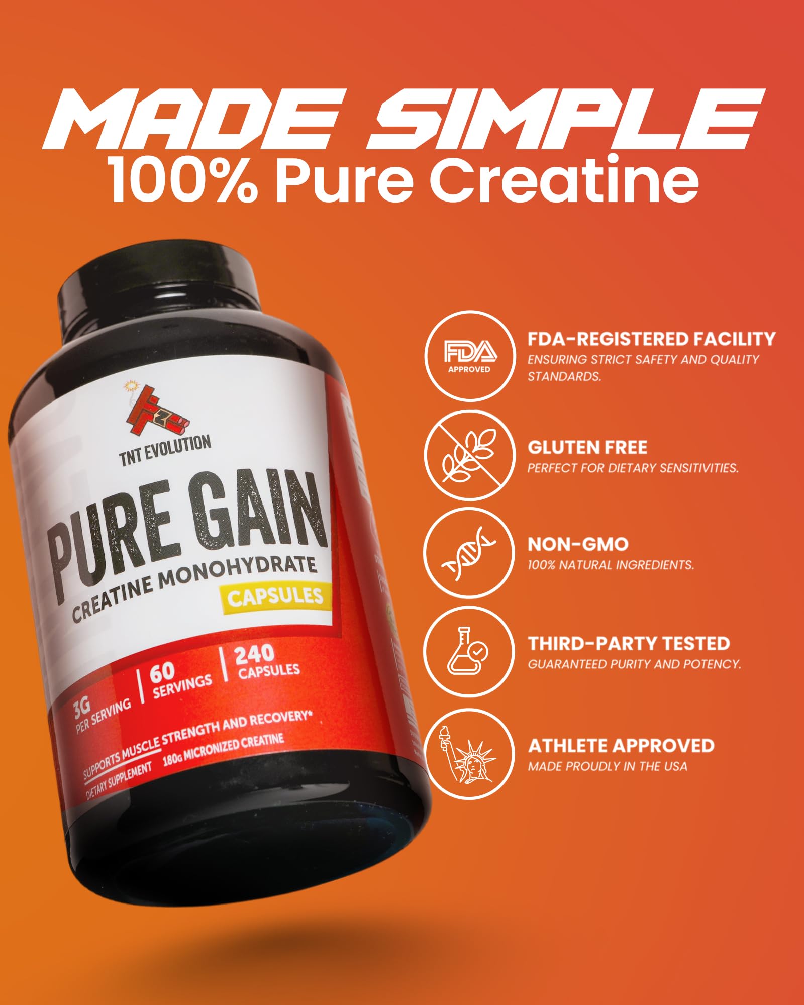 TNT Evolution Creatine Monohydrate Capsules bottle side view