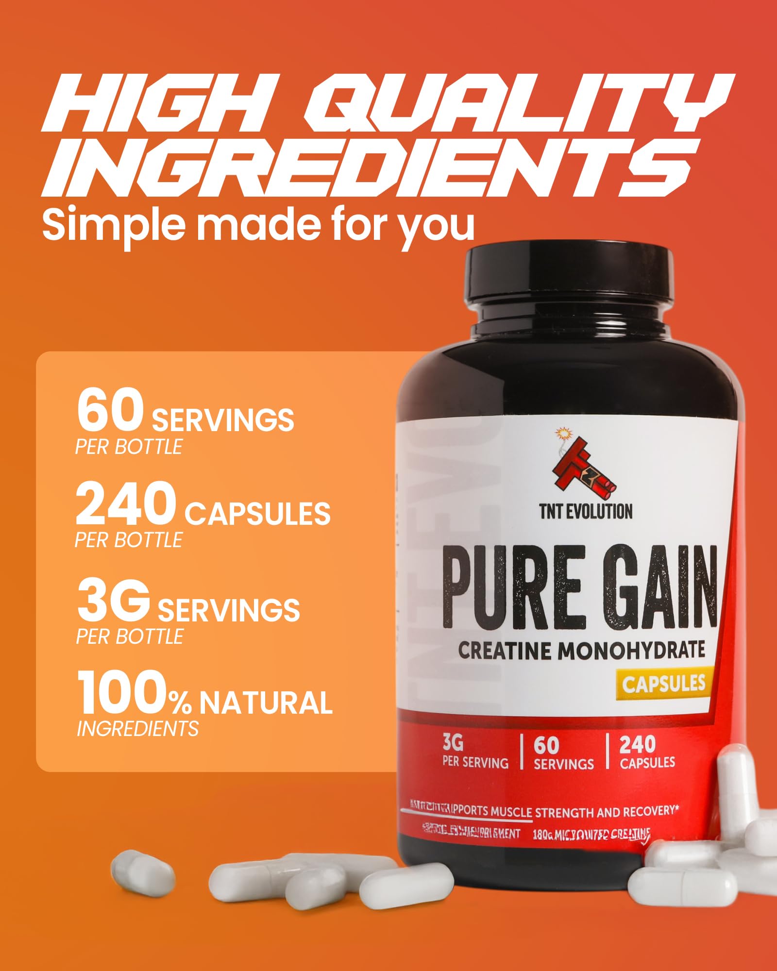 TNT Evolution Creatine Monohydrate Capsules close-up of capsules