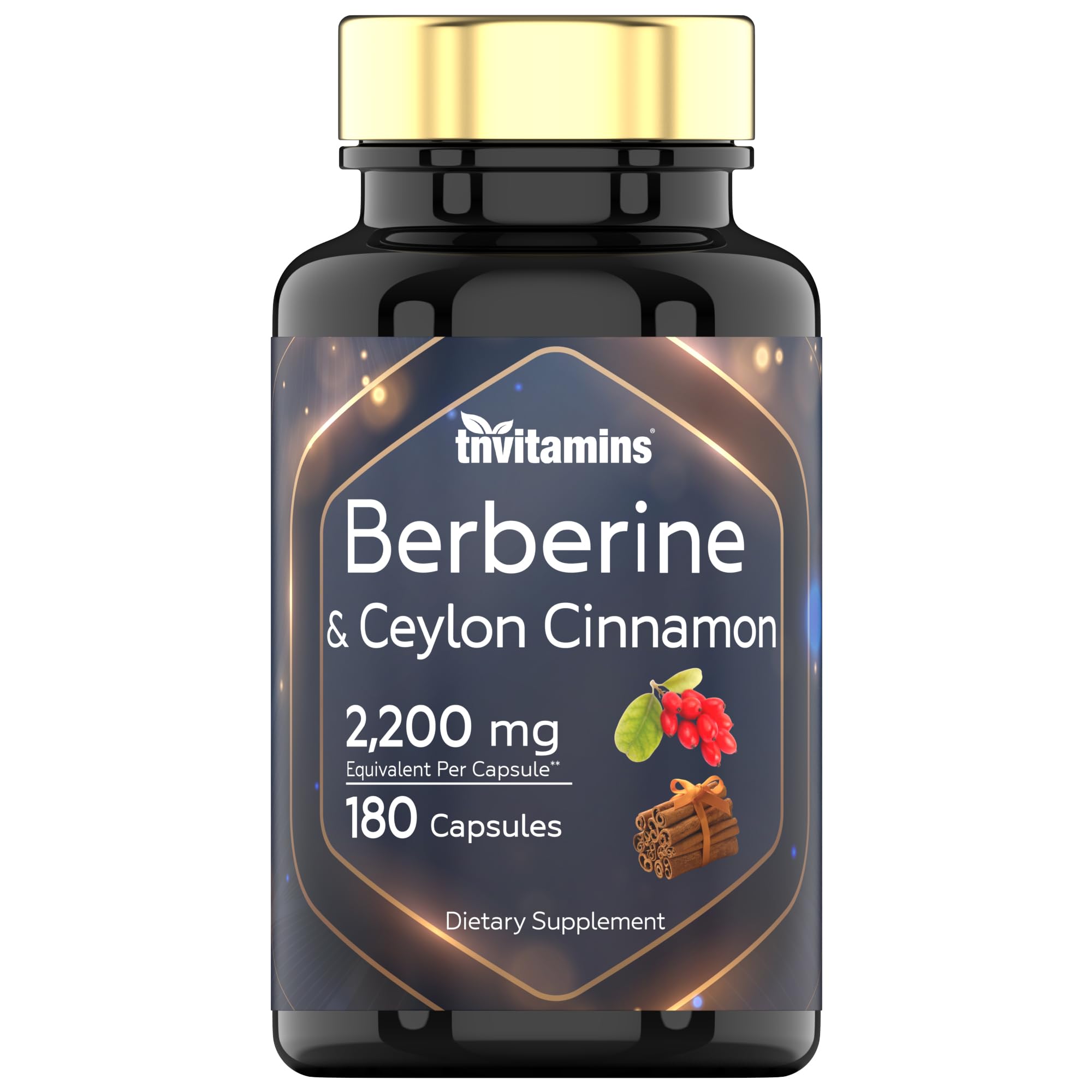 tnvitamins Berberine with Ceylon Cinnamon 180 capsules front view