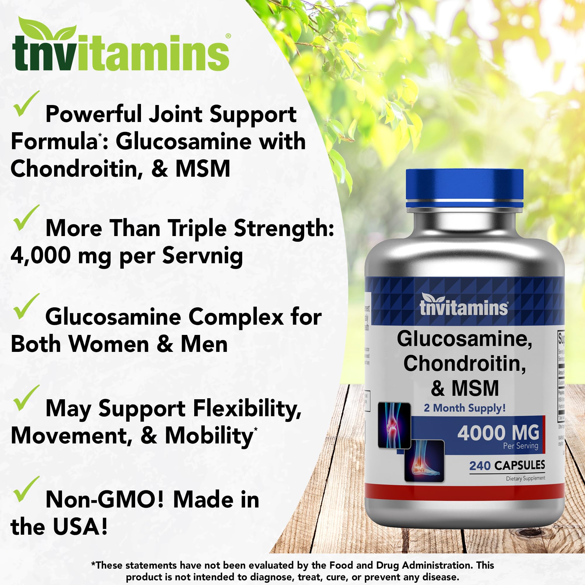 tnvitamins Chondroitin 240 Capsules bottle with label
