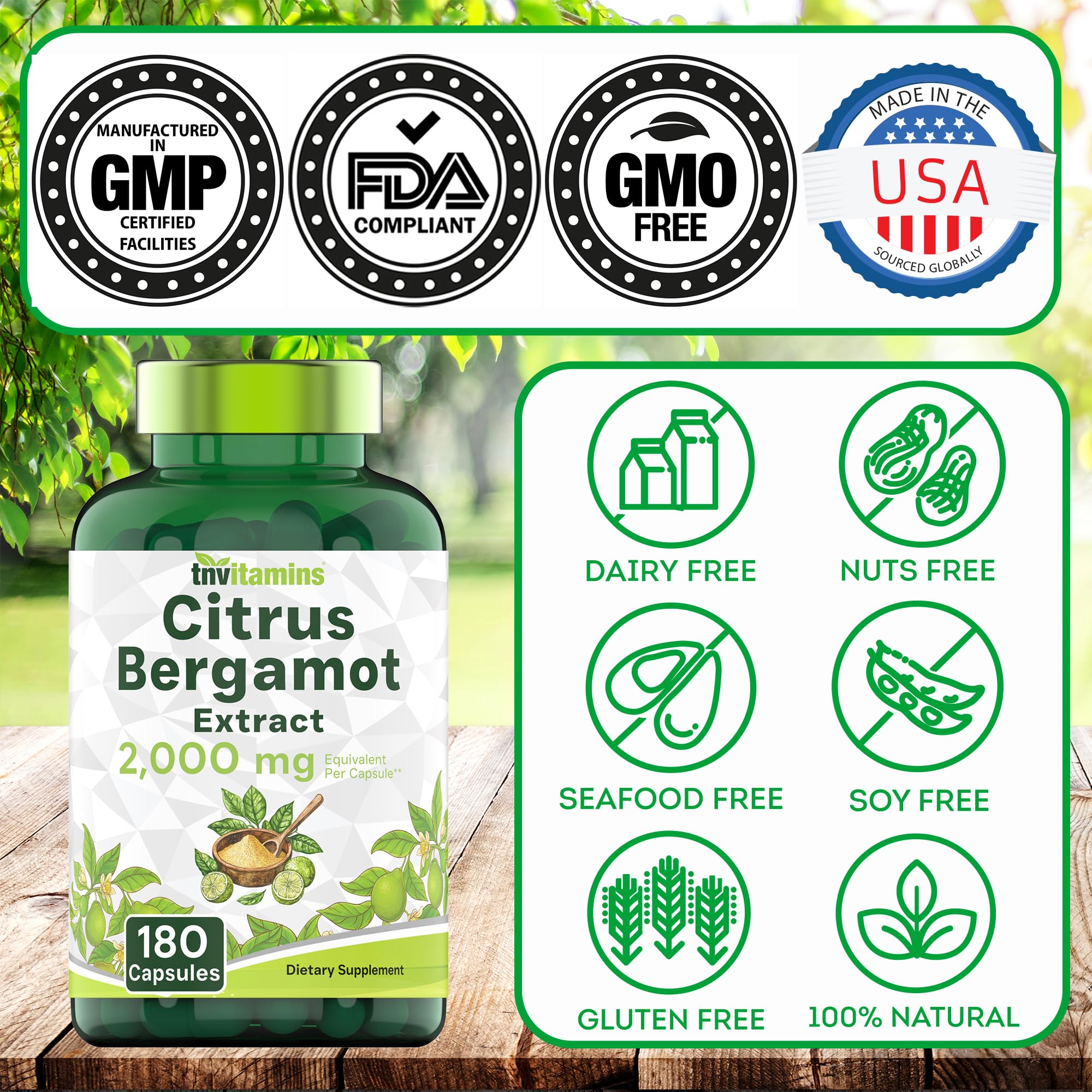 tnvitamins Citrus Bergamot Extract Capsules label detail