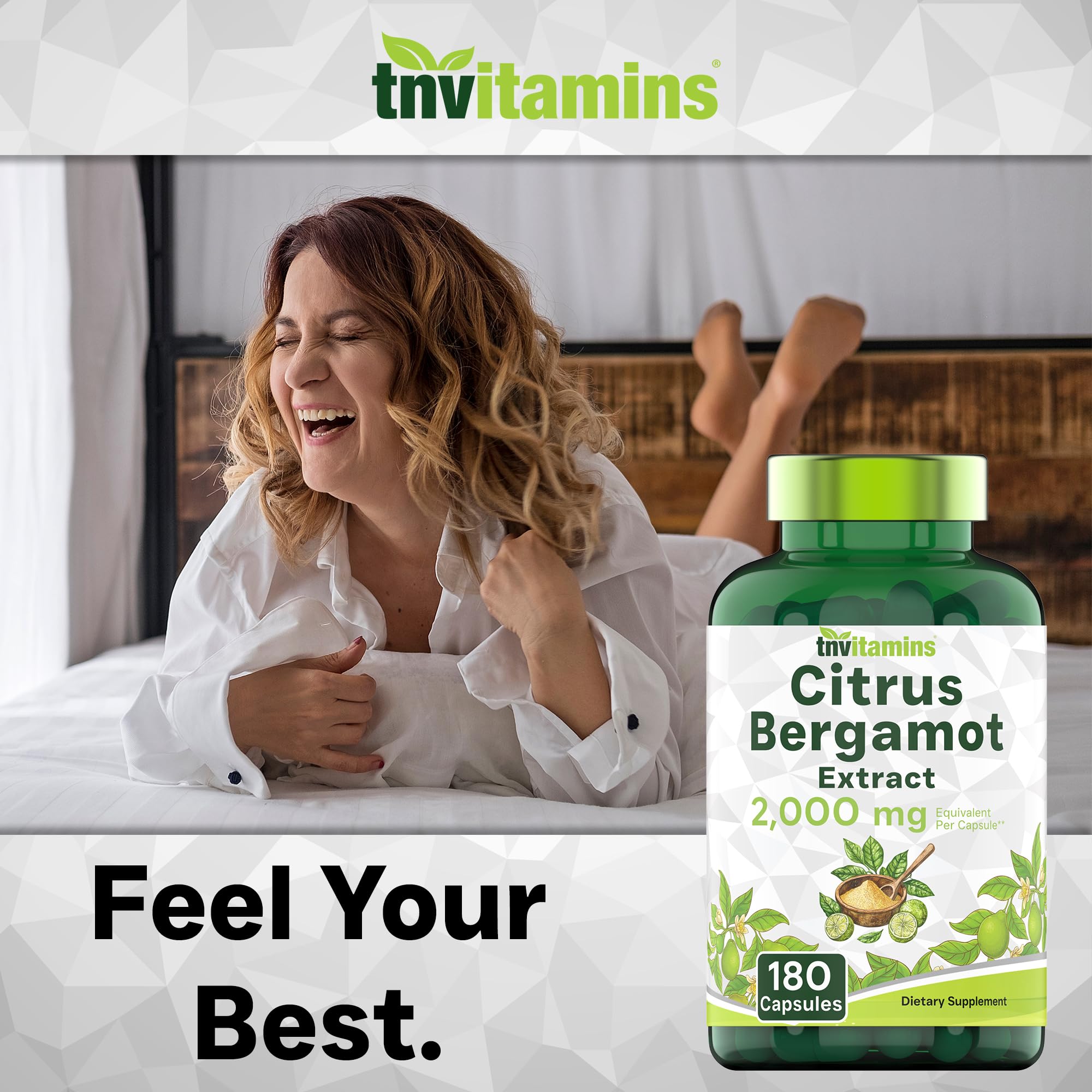 tnvitamins Citrus Bergamot Extract Capsules on a wooden table