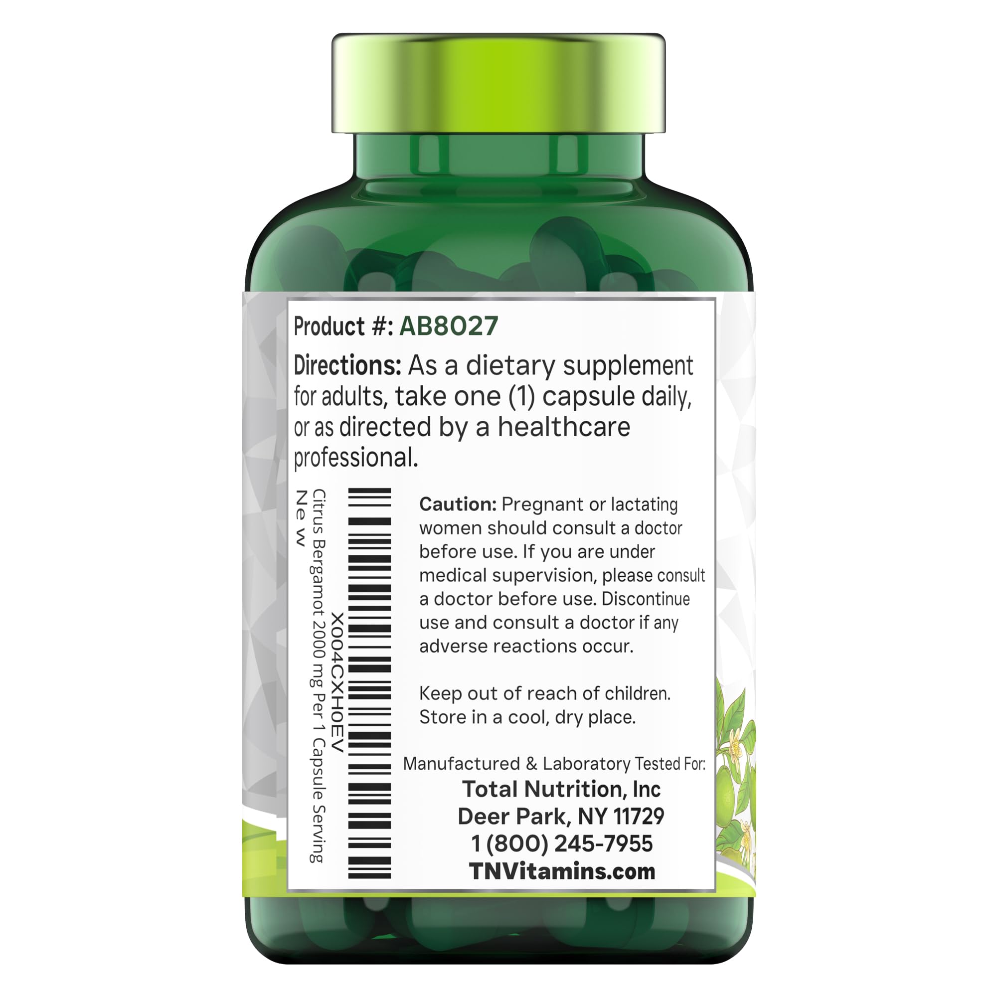 tnvitamins Citrus Bergamot Extract Capsules with a measuring spoon