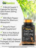 tnvitamins CoQ10 200mg black pepper capsules back label