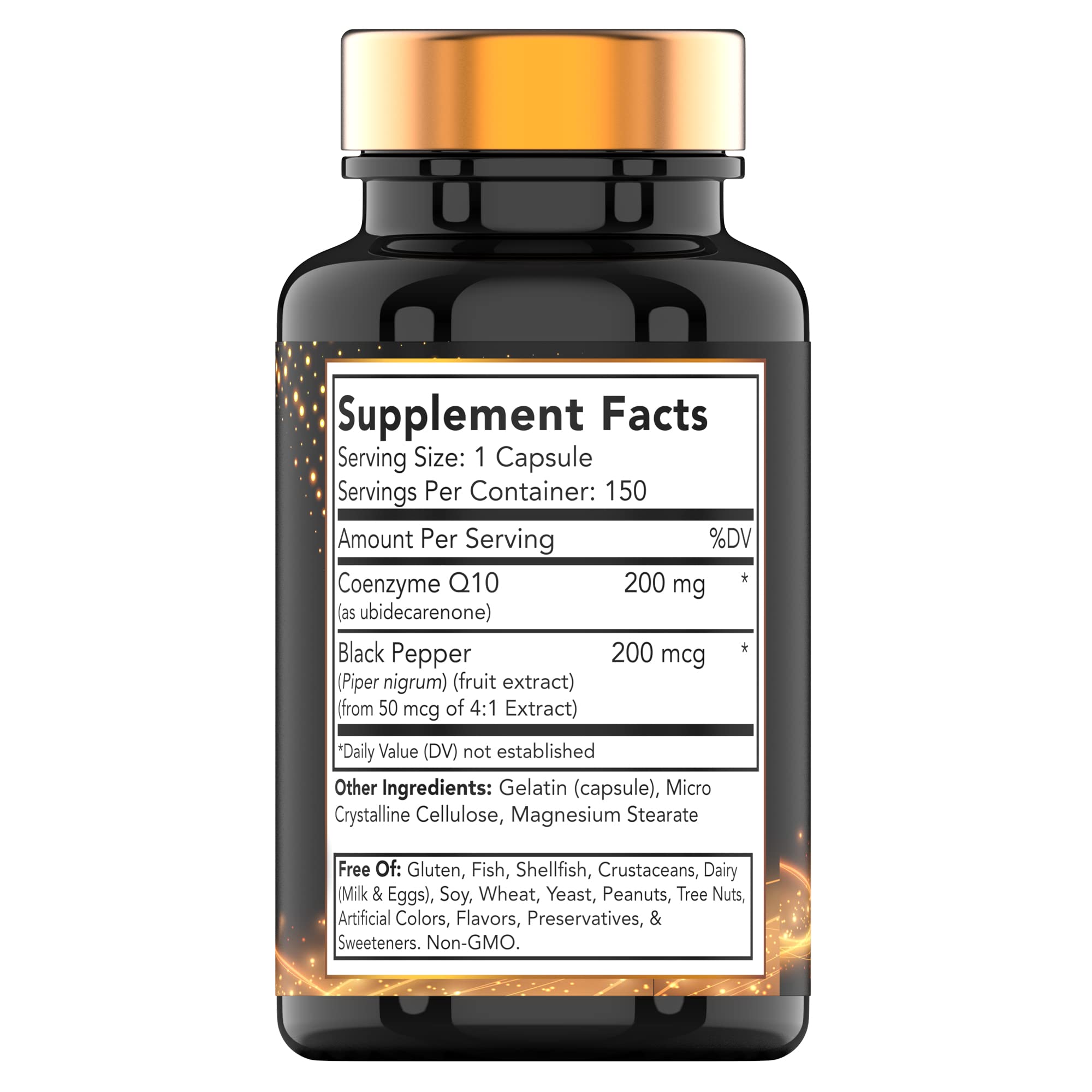 tnvitamins CoQ10 200mg black pepper capsules bottle side view