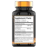 tnvitamins CoQ10 200mg black pepper capsules bottle side view