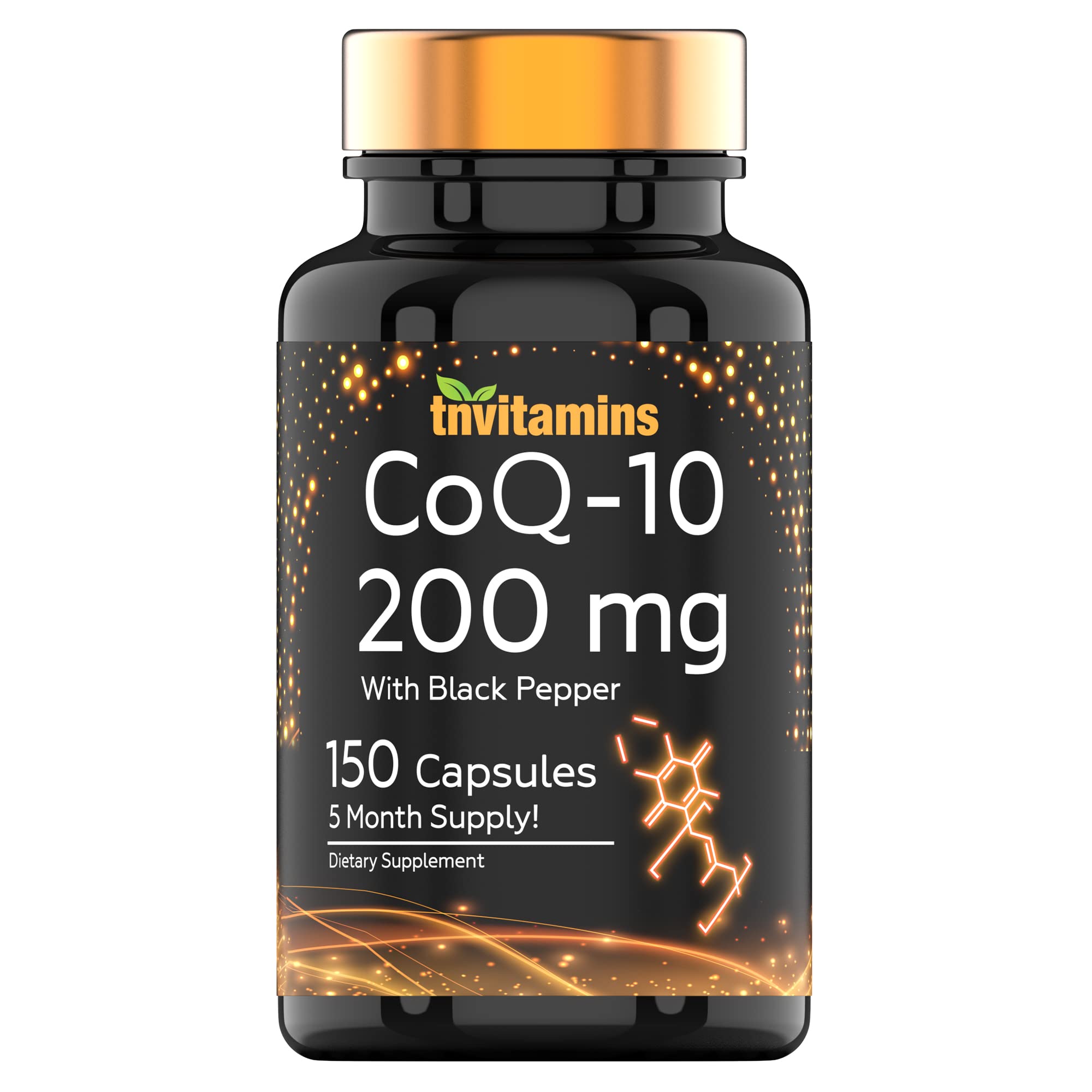 tnvitamins CoQ10 200mg black pepper capsules front view