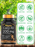 tnvitamins CoQ10 200mg black pepper capsules with a glass of water