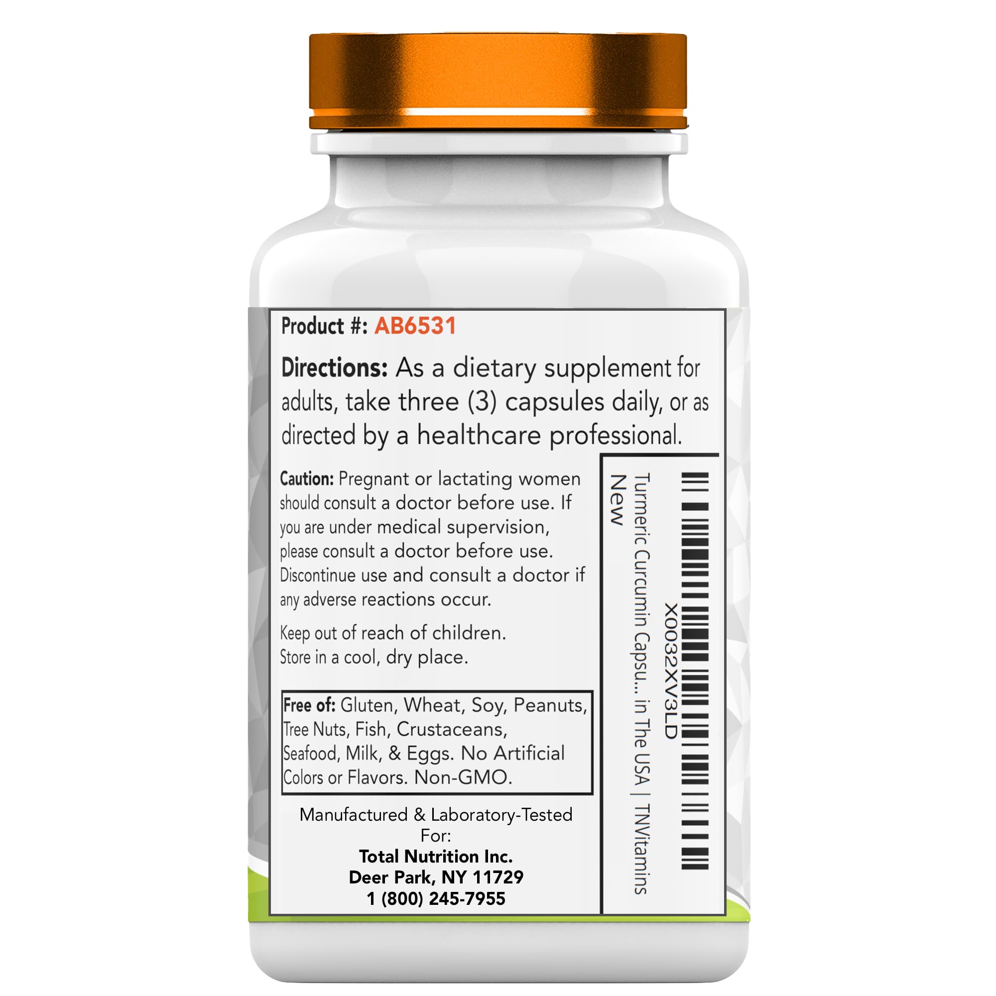 tnvitamins Extra Strength Turmeric Curcumin Capsules ingredients list