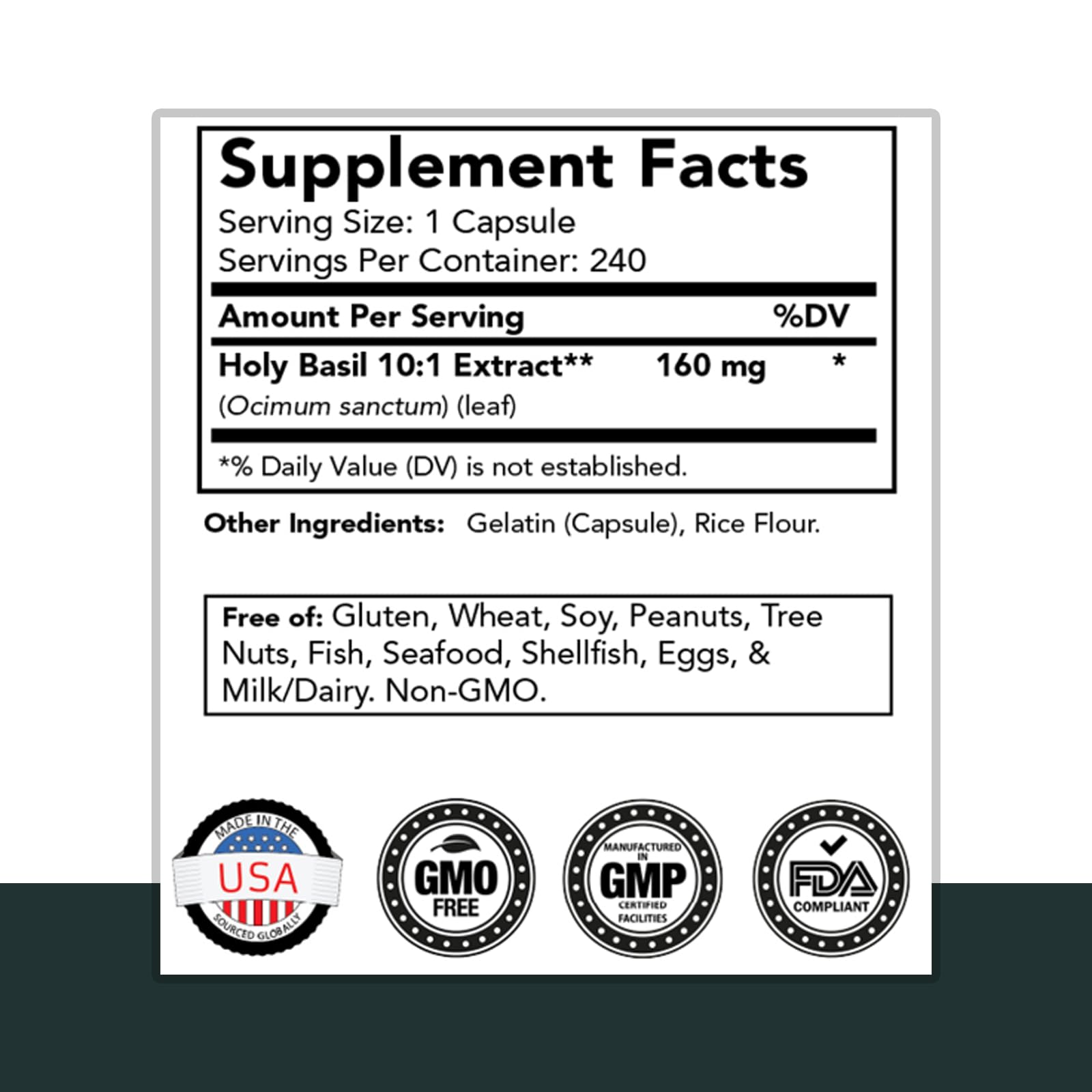 tnvitamins Holy Basil Capsules side view