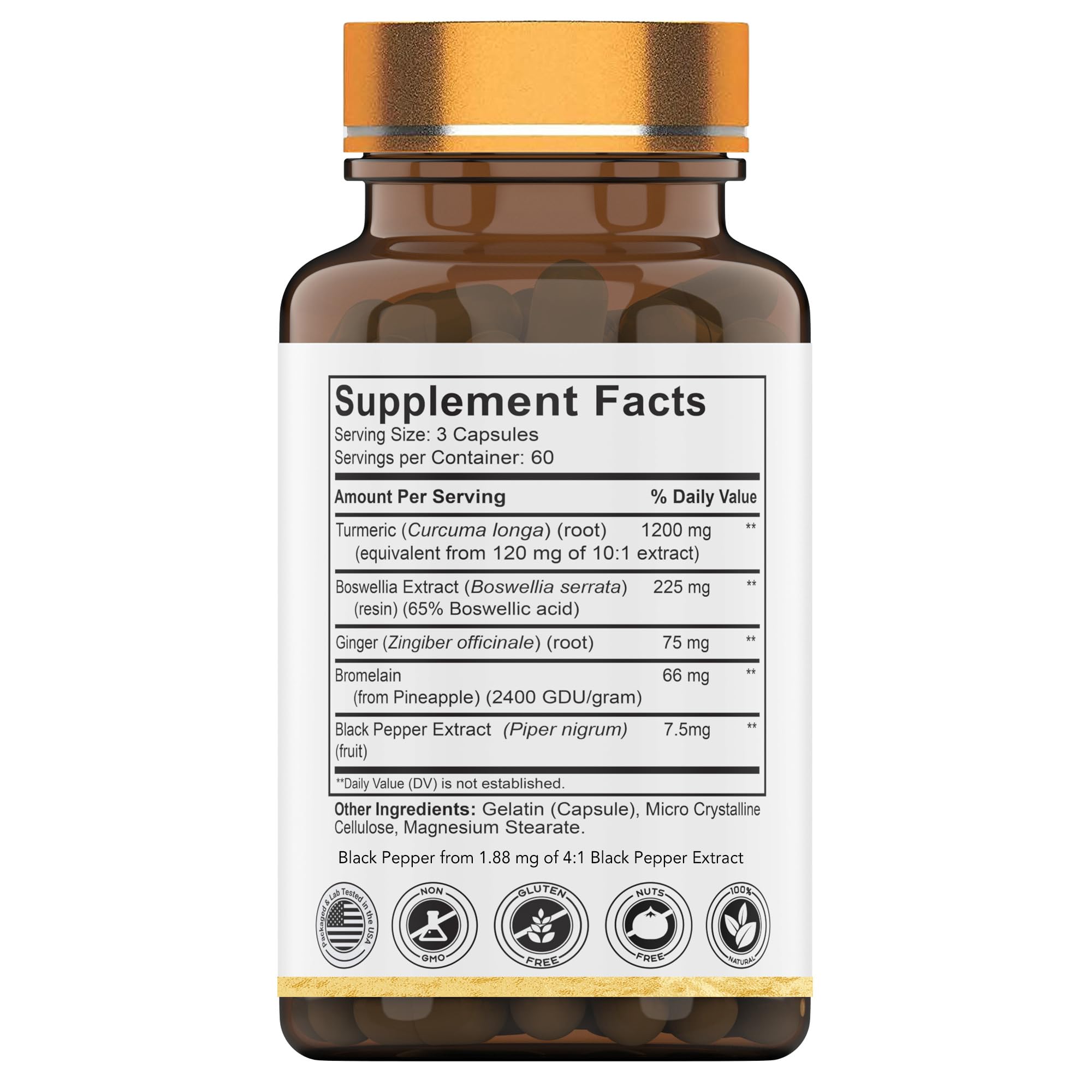 tnvitamins Joint-Ease Turmeric Complex bottle side view