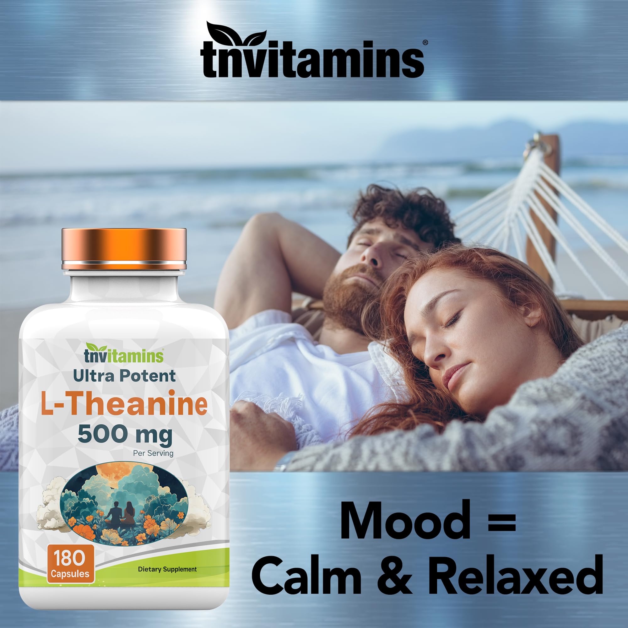 tnvitamins L-Theanine 500mg Capsules with measuring spoon